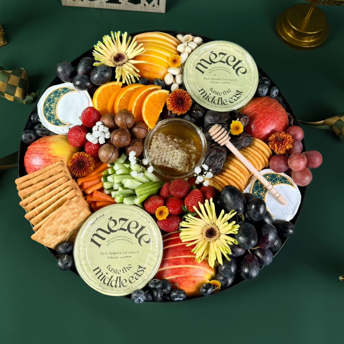 Middle Eastern Cheese & Hummus Grand Round Platter