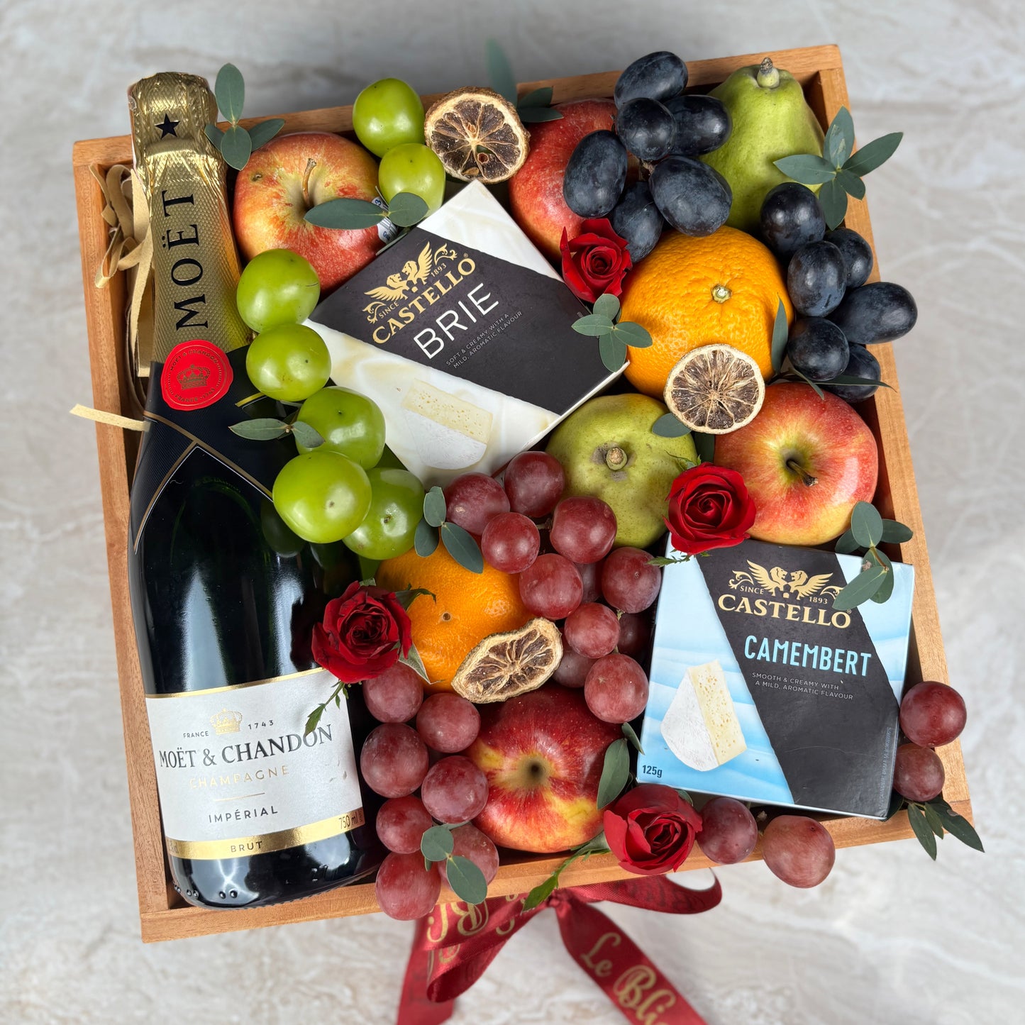 Champagne Cheese Fruit Wooden Box