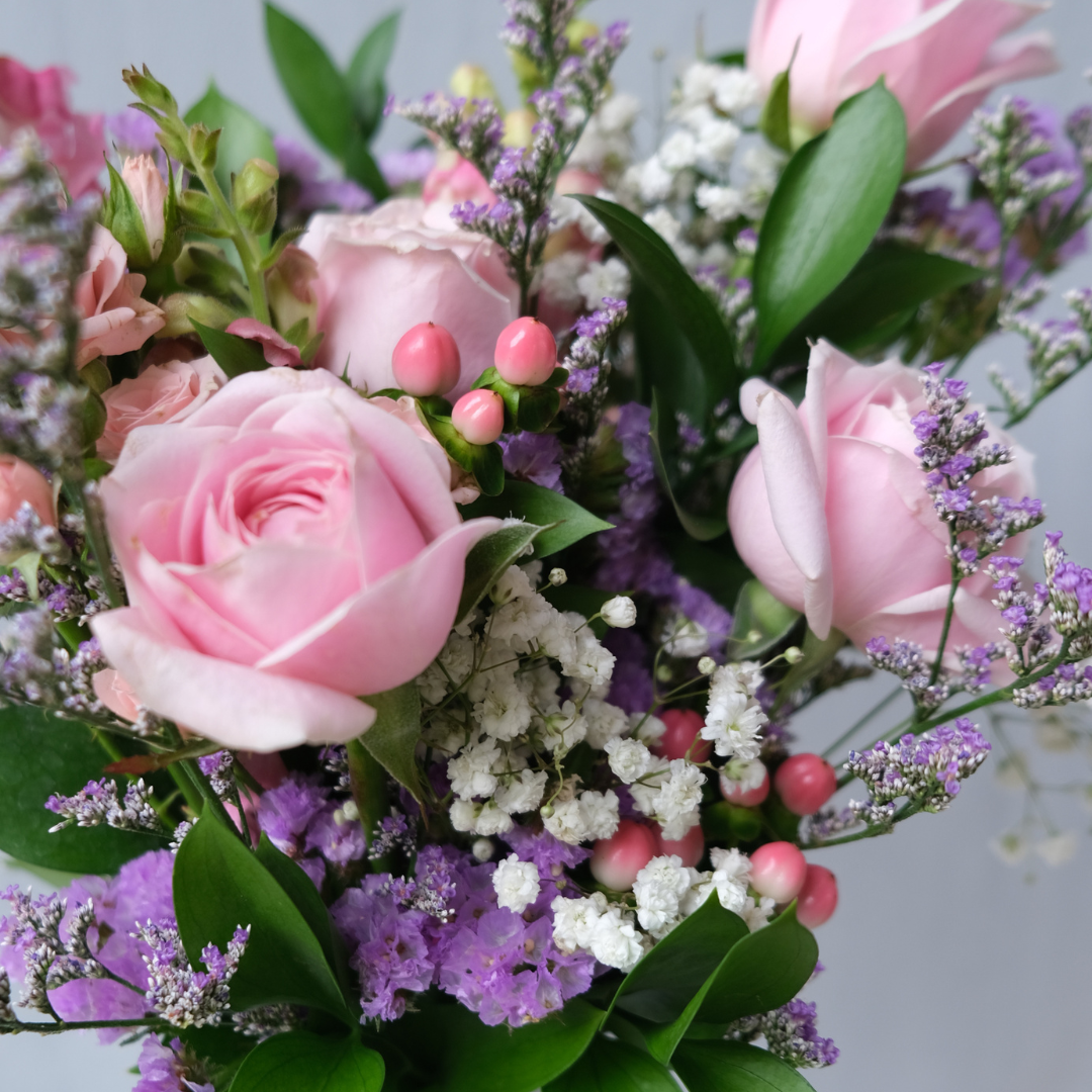 Lilac Soft Rose Bouquet in a Bottle