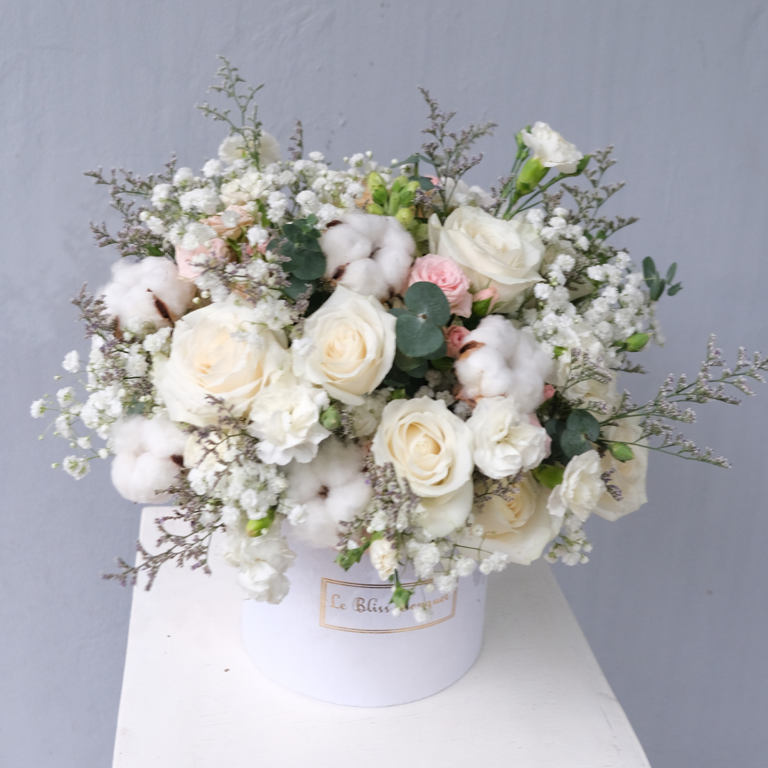 White Cotton Petite Bloombox - Le Bliss Bouquet