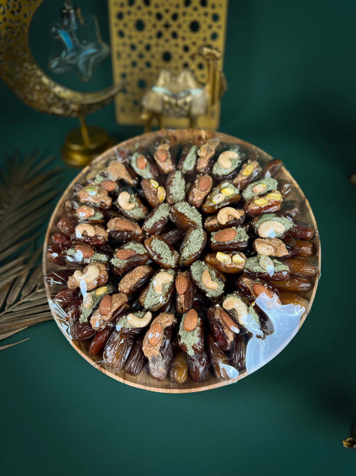 Stuffed Dates Round Wooden Tray