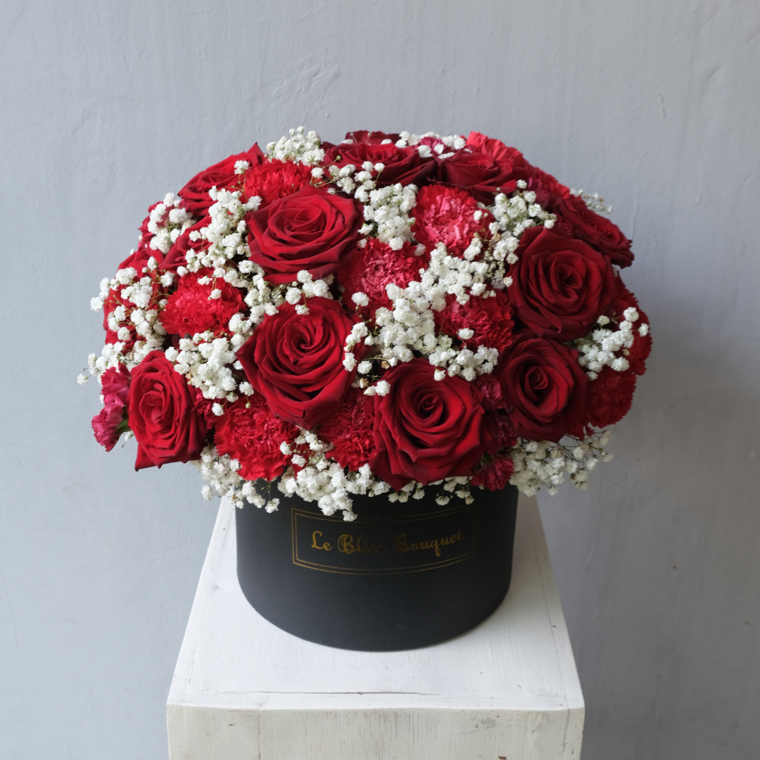 Red Explorer Rose Grand Bloombox - Le Bliss Bouquet
