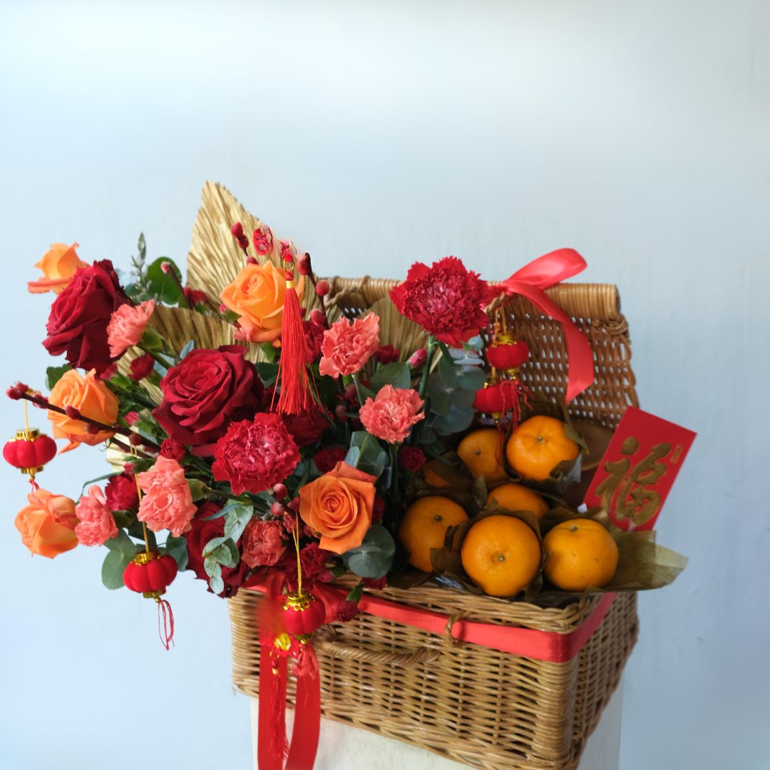 Lunar New Year Grand Rattan Hamper - Le Bliss Bouquet
