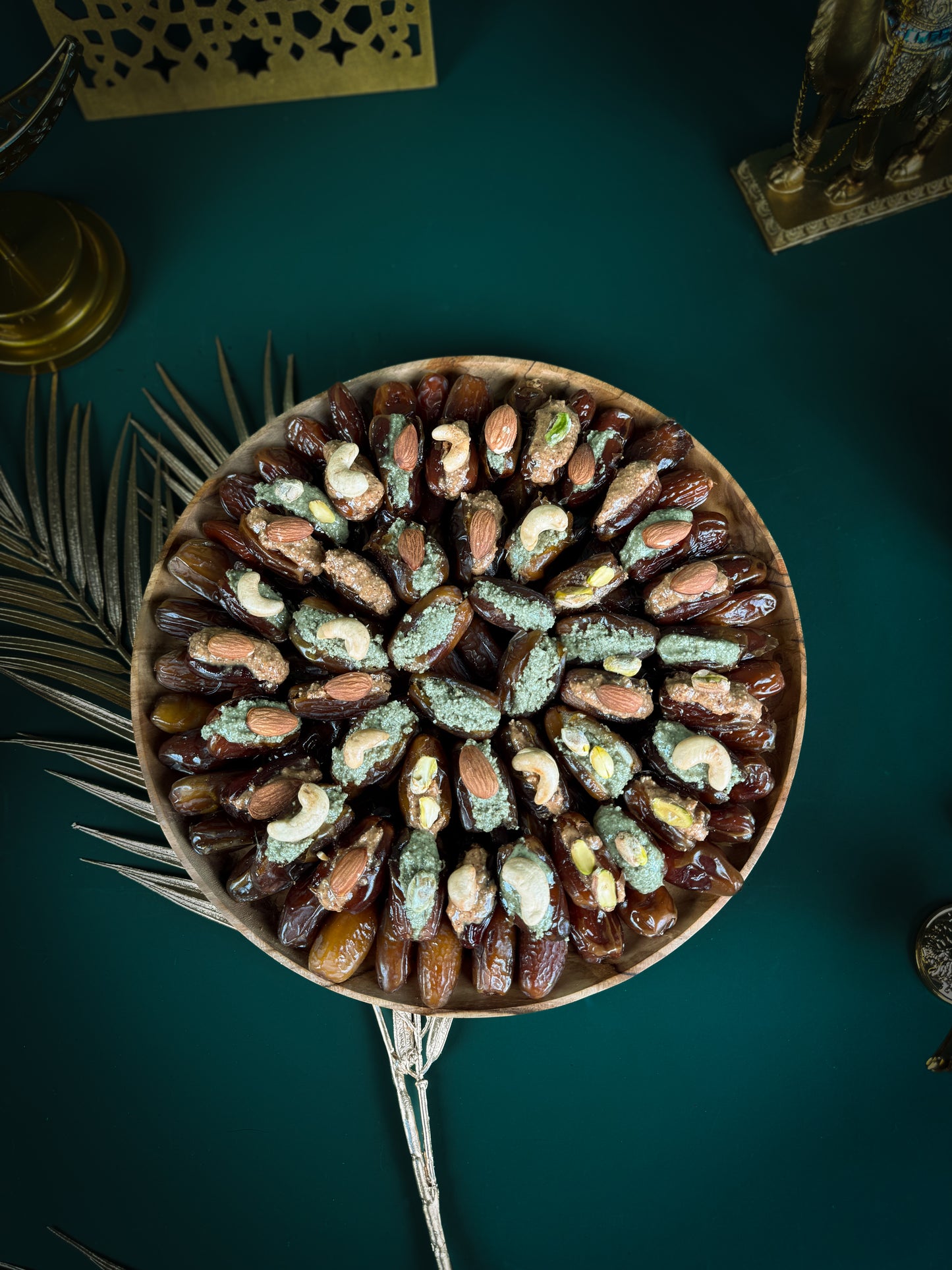 Stuffed Dates Round Wooden Tray
