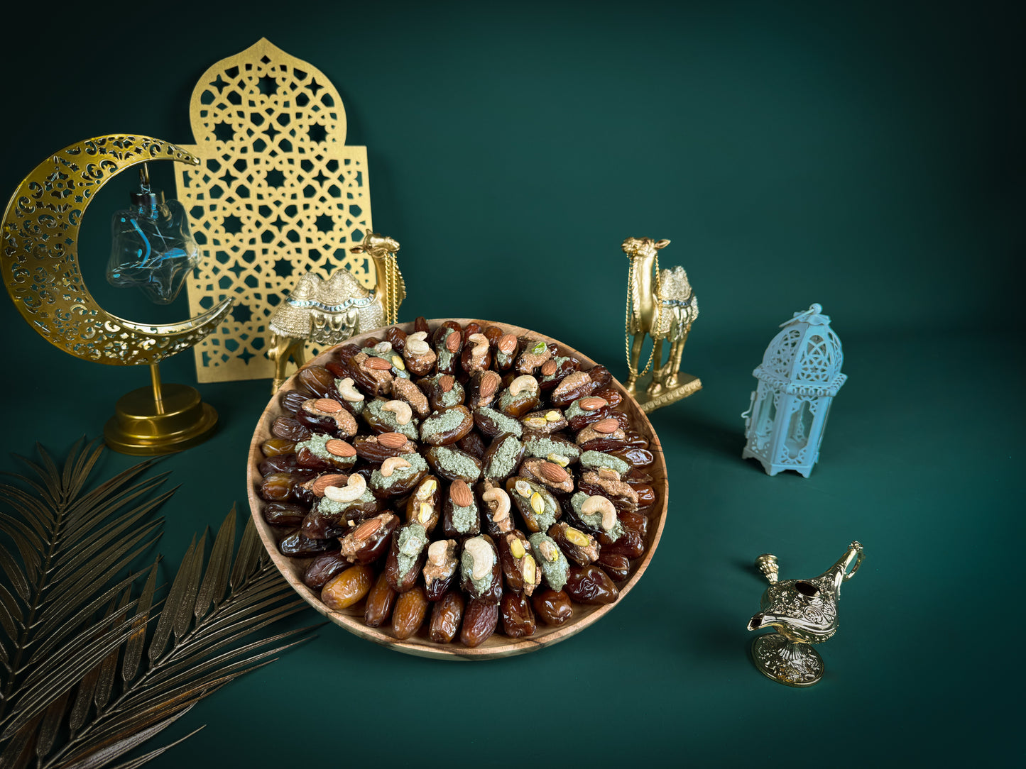 Stuffed Dates Round Wooden Tray