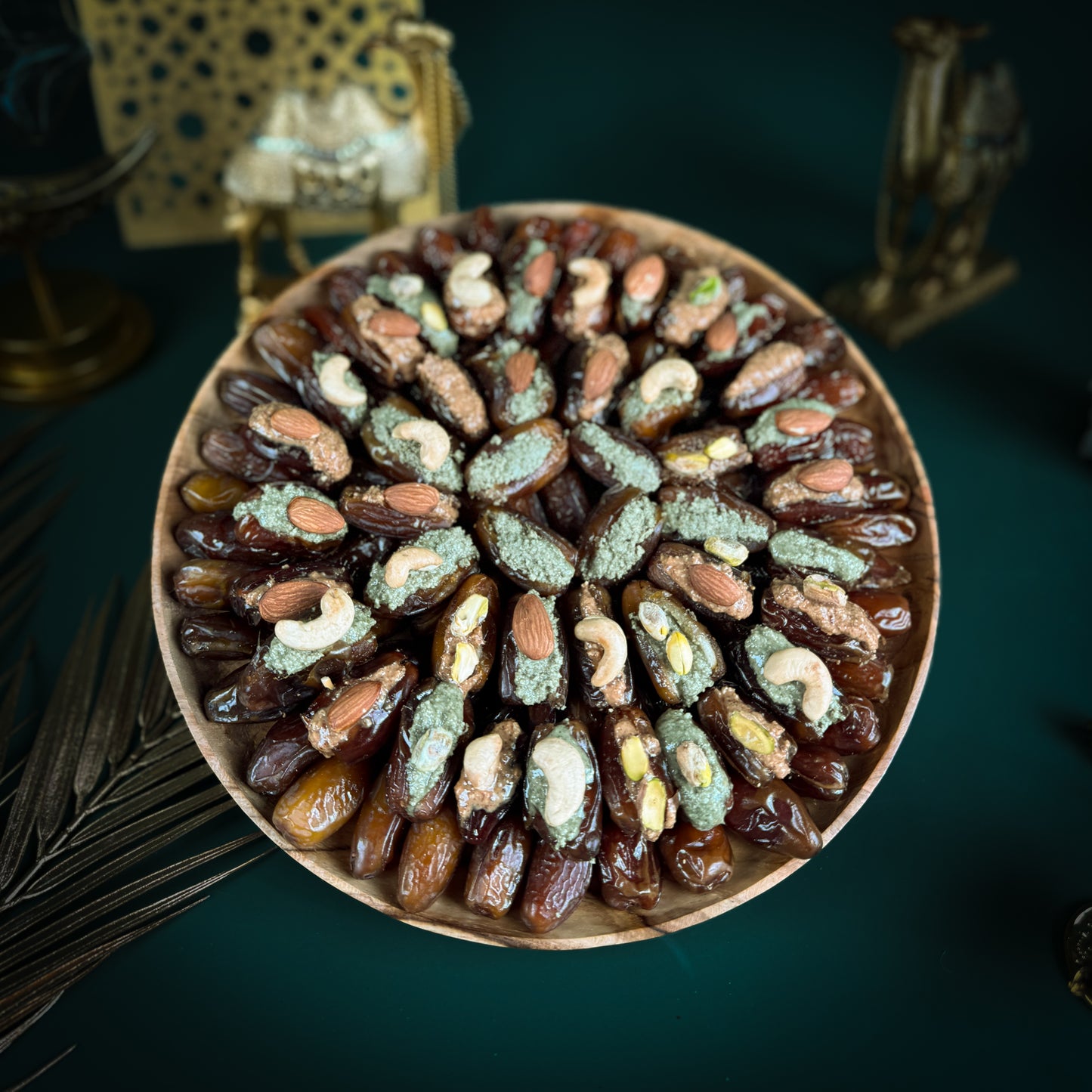 Stuffed Dates Round Wooden Tray
