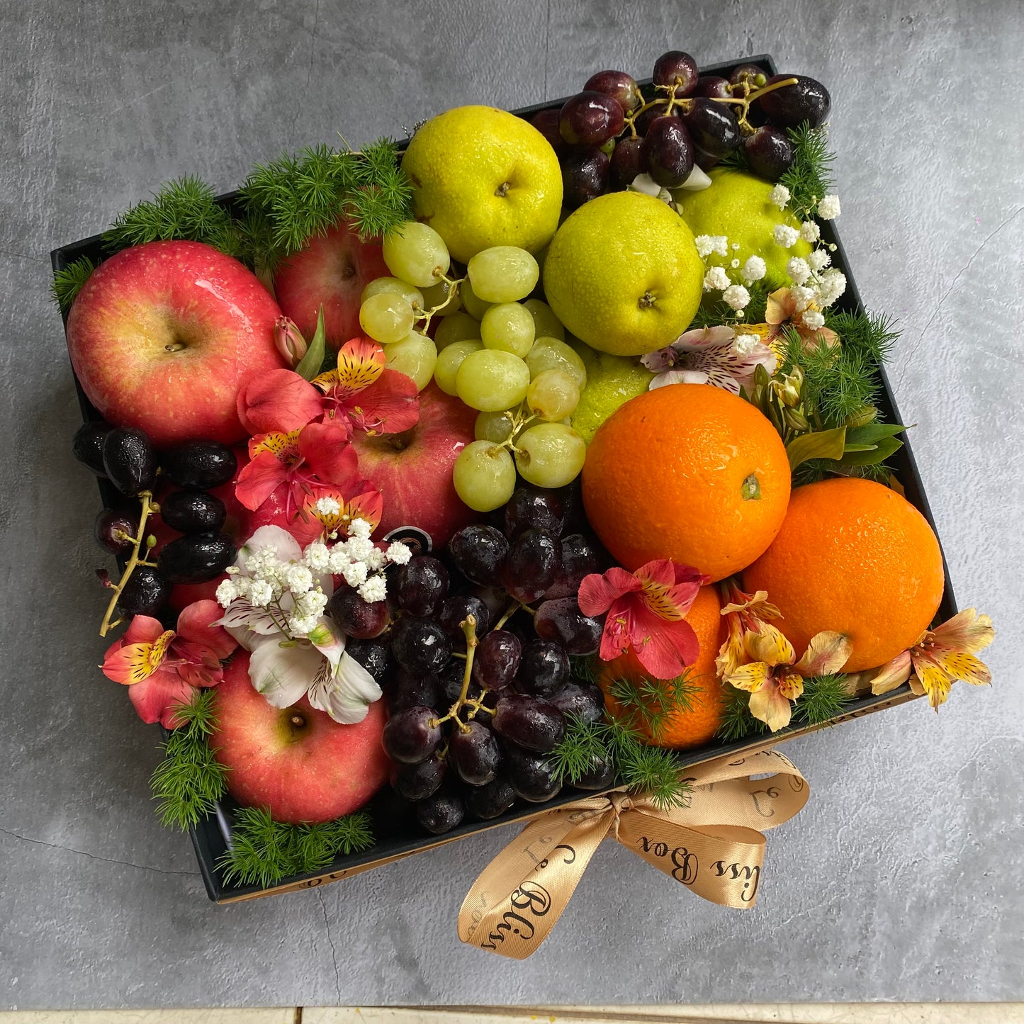 Fruit Box with Fresh Flower Topping