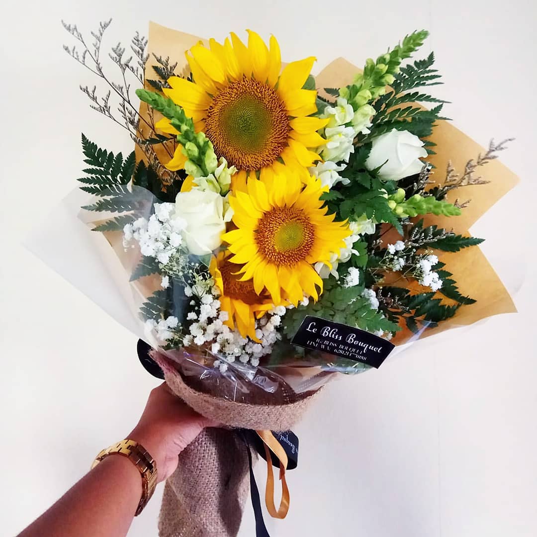 Local Sunflower Rustic Burlap Bouquet