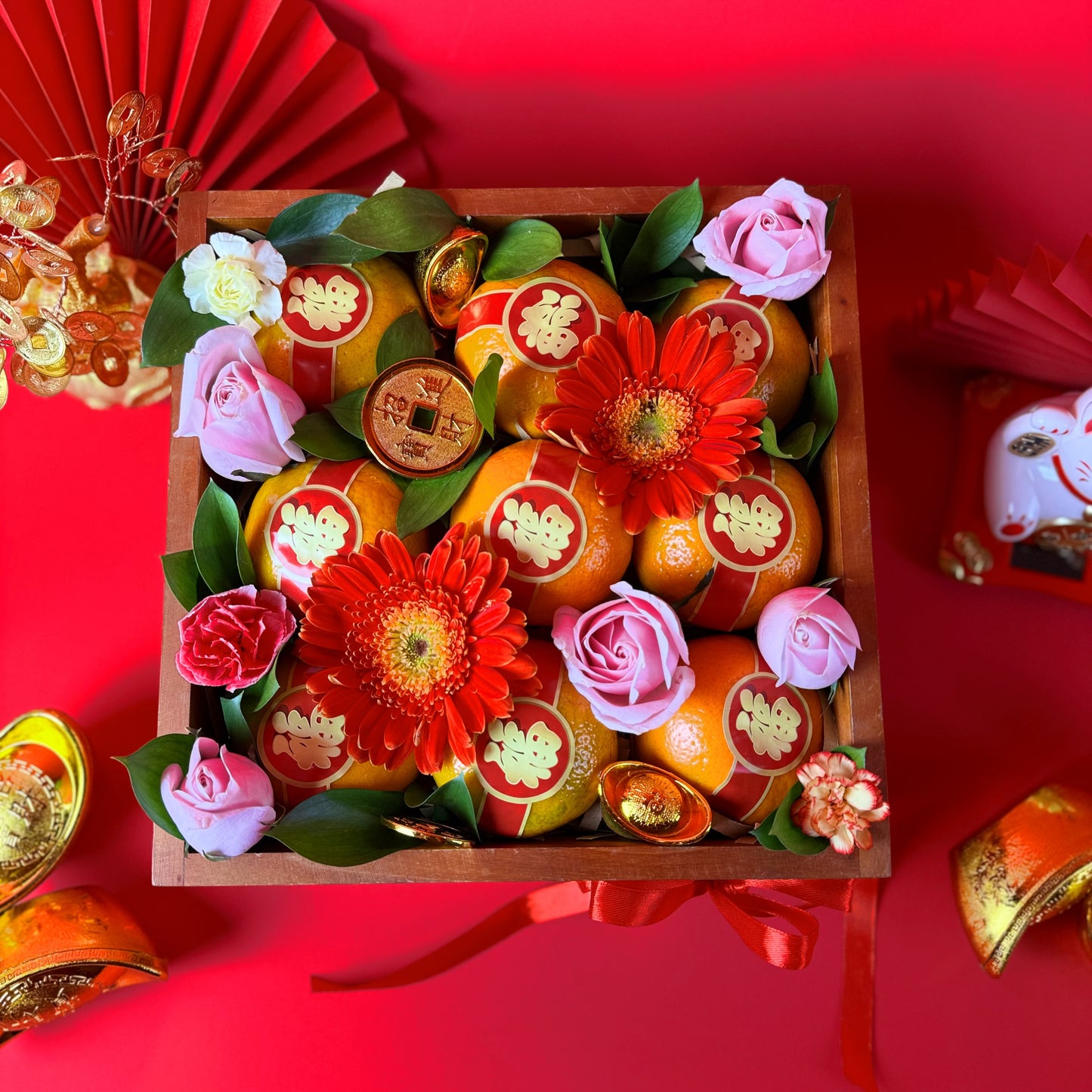 CNY Orange Wooden Box hamper – Chinese New Year gift hamper for Jakarta Tangerang Cirebon Surabaya