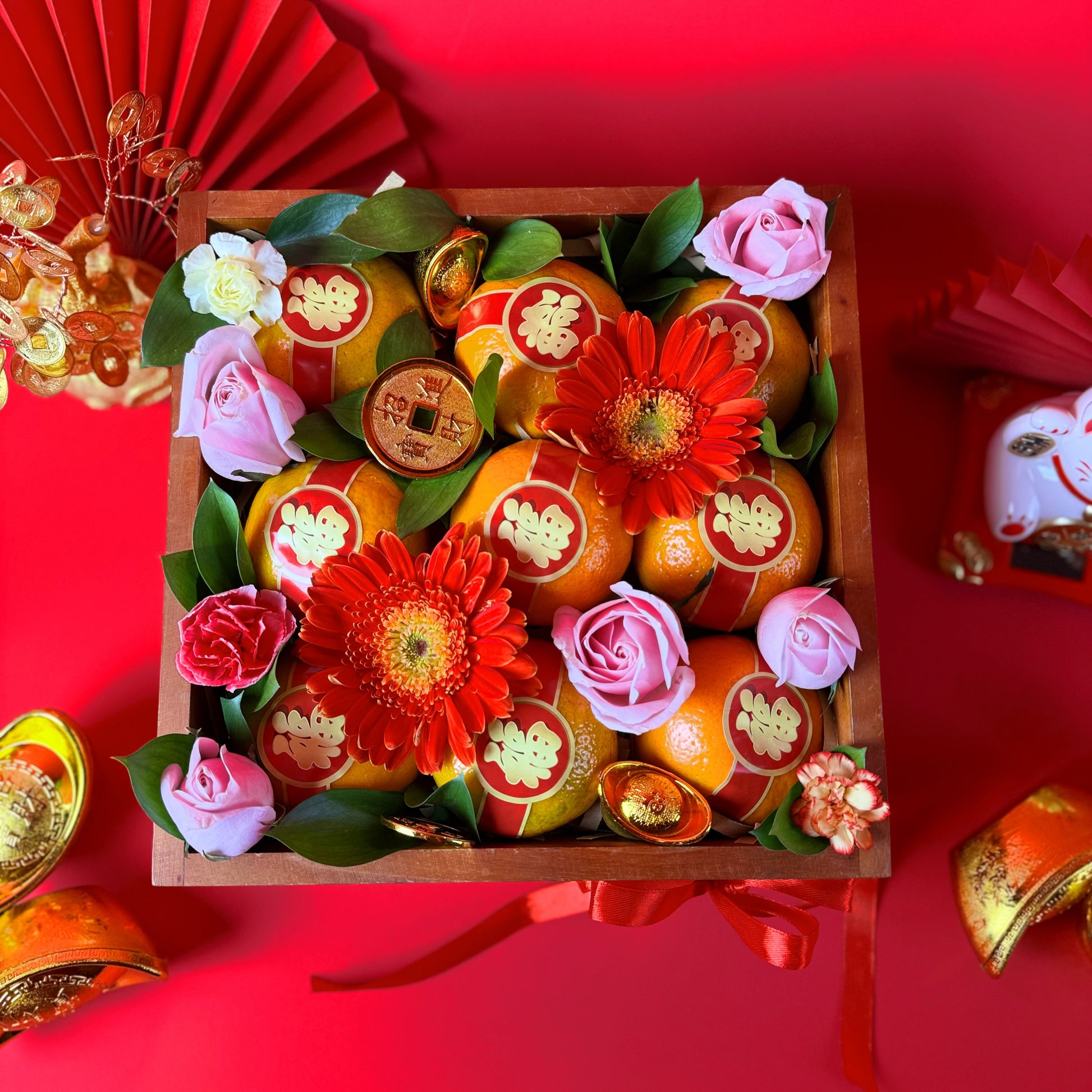 CNY Orange Wooden Box hamper – Chinese New Year gift hamper for Jakarta Tangerang Cirebon Surabaya
