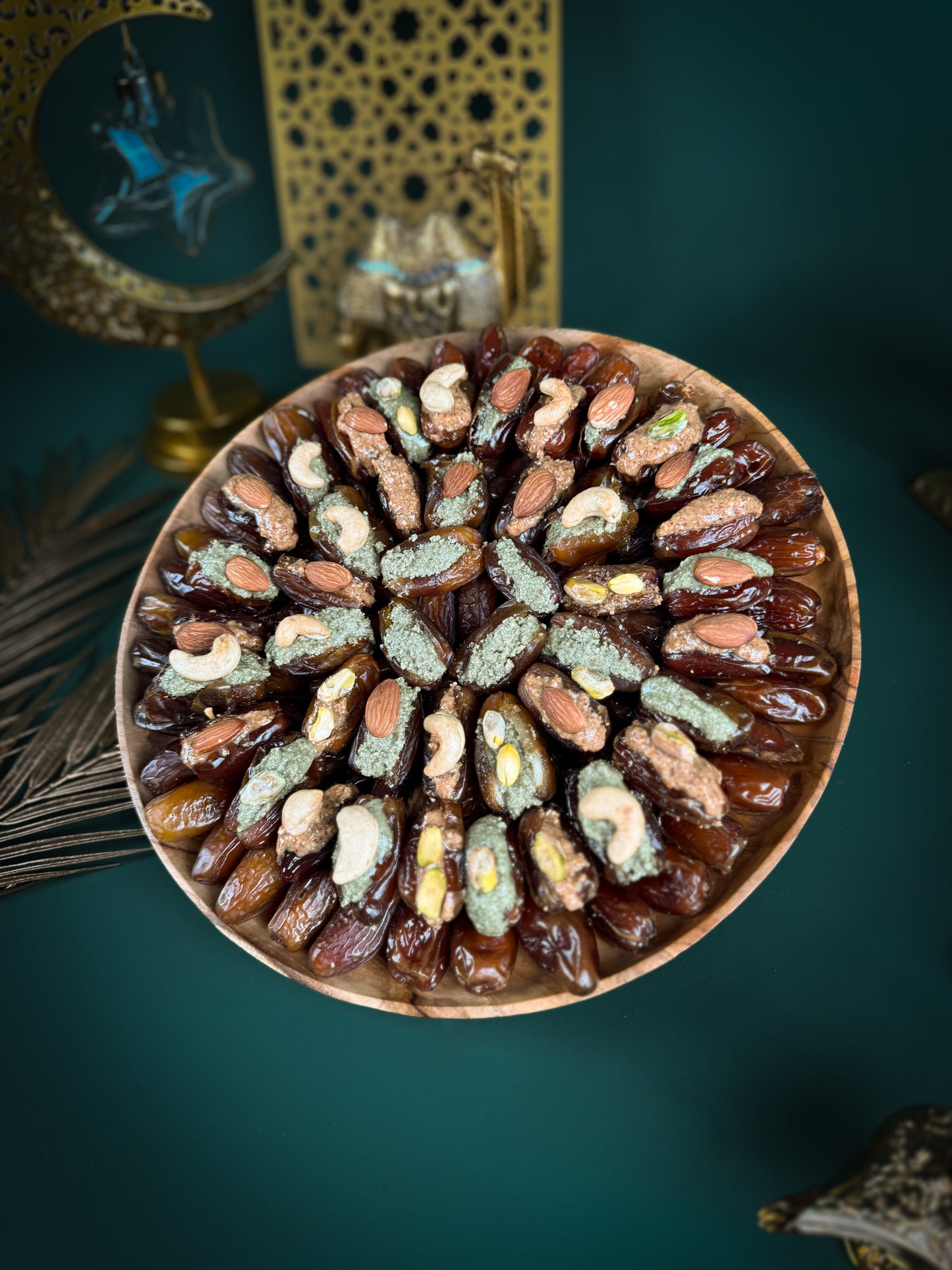 Stuffed Dates Round Wooden Tray