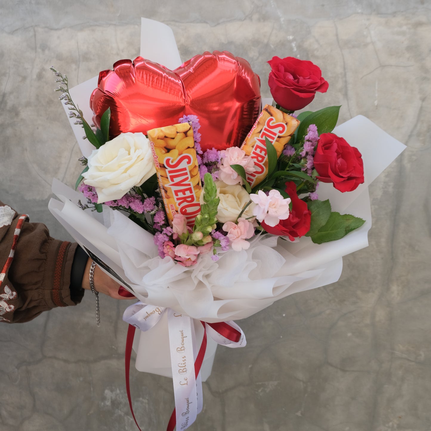 Silverqueen Red Rose Bouquet