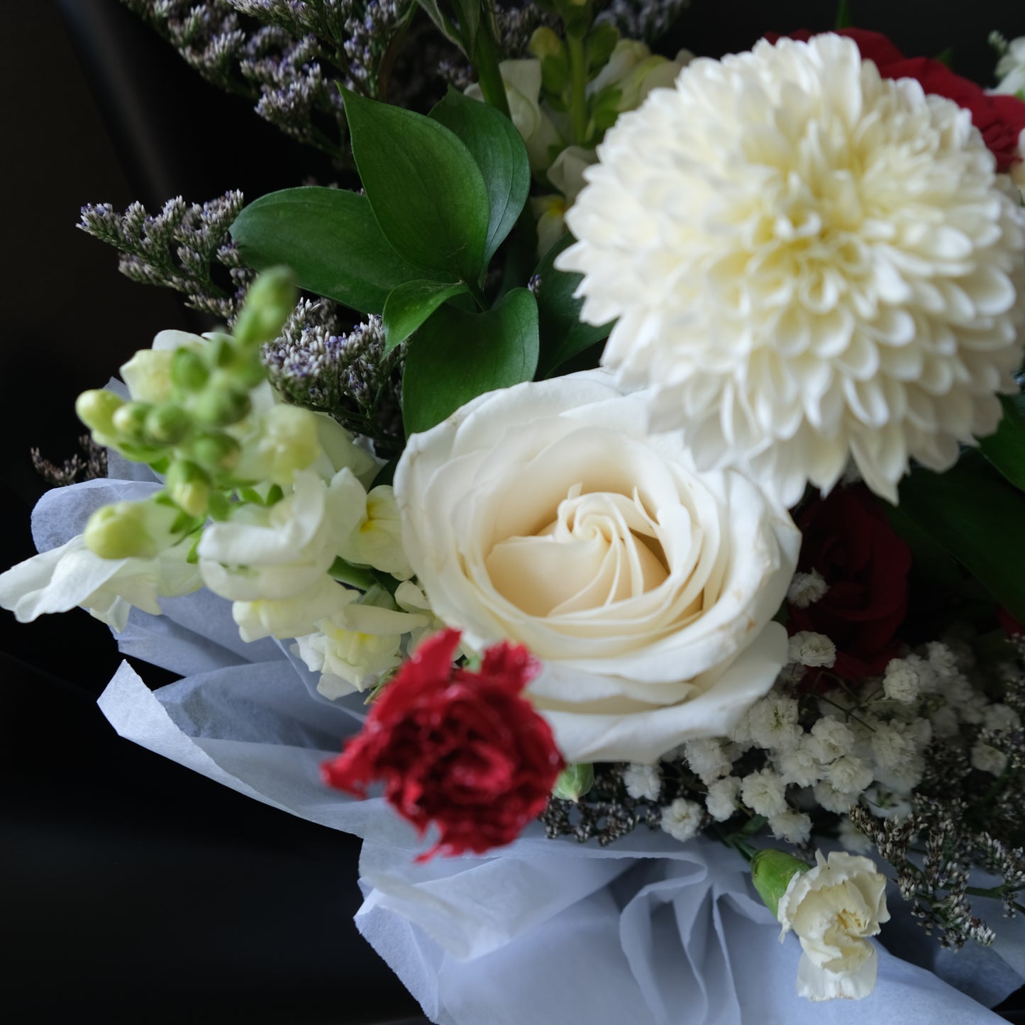 Red White in Black Bouquet