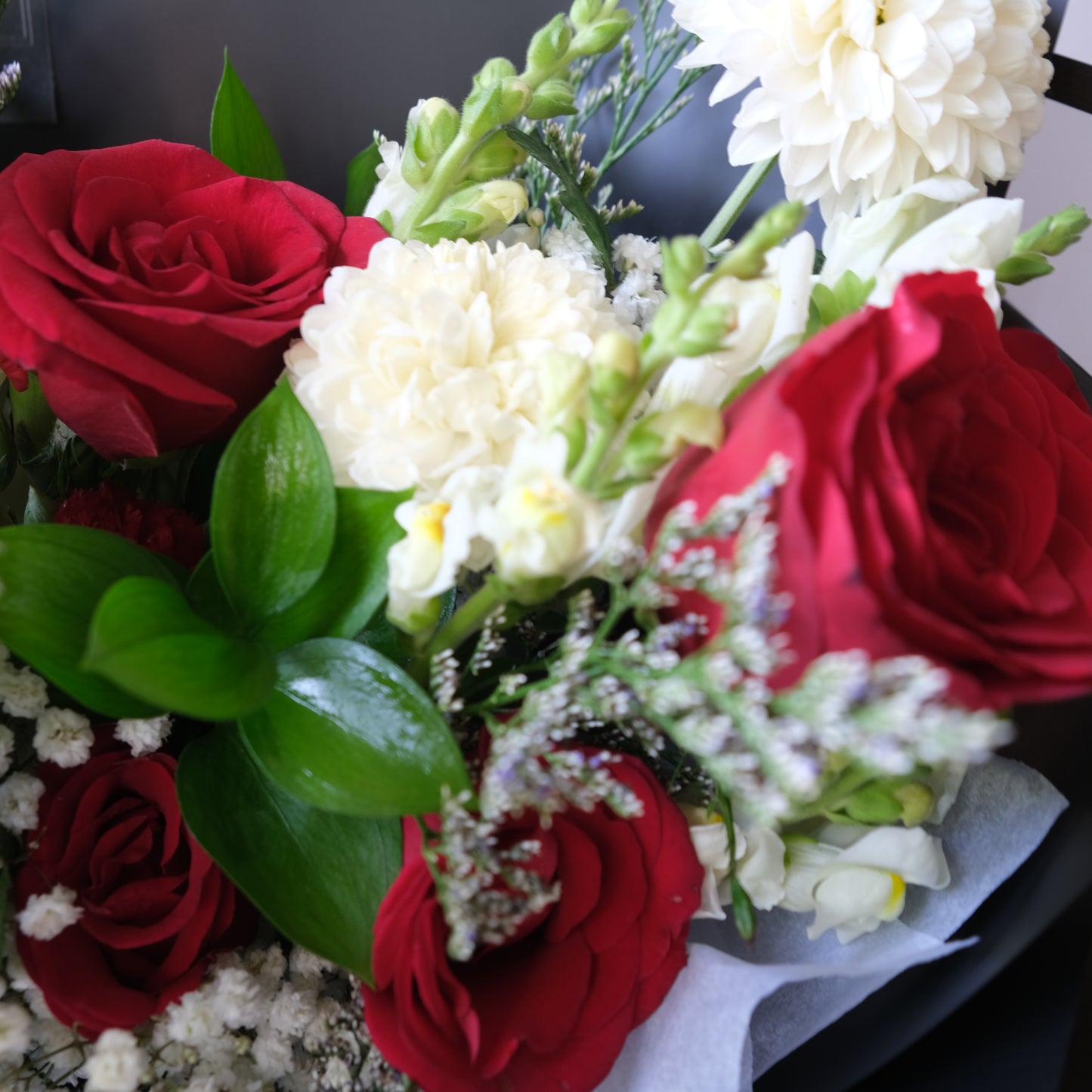 Red White in Black Bouquet