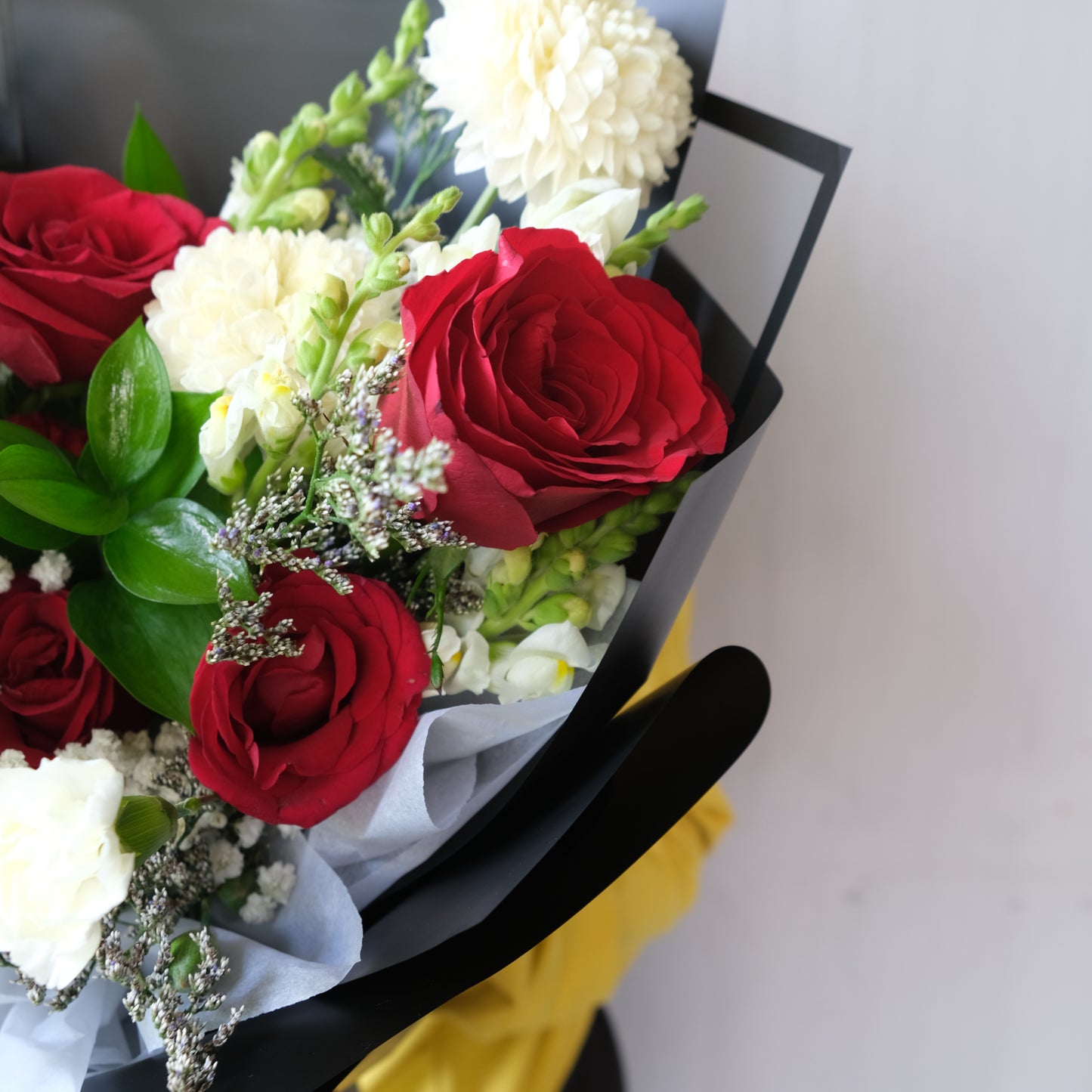 Red White in Black Bouquet