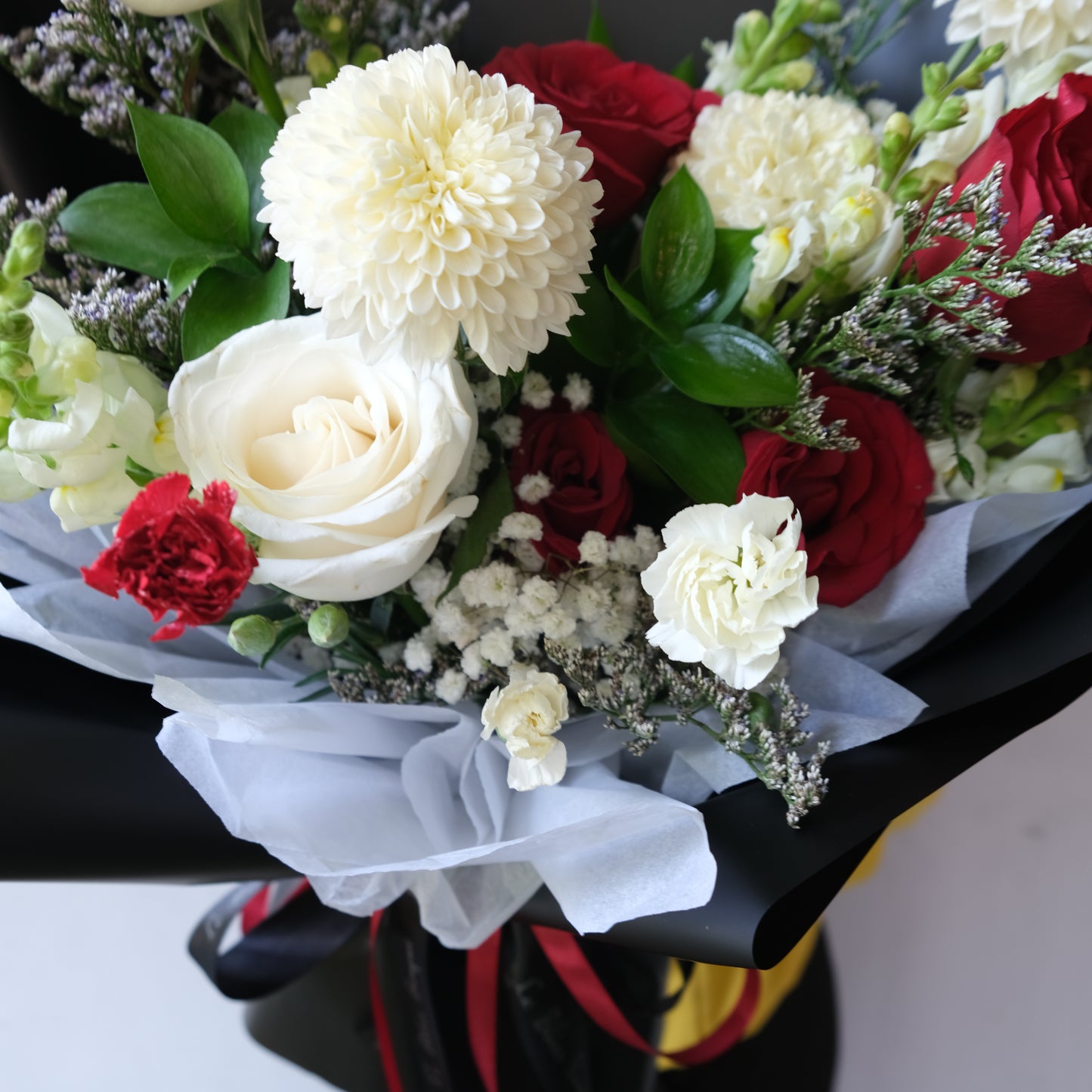 Red White in Black Bouquet