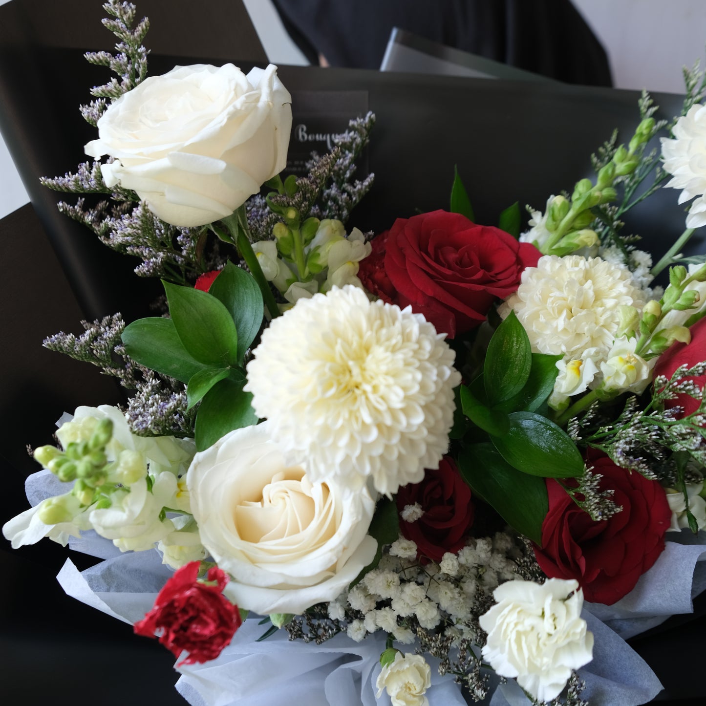 Red White in Black Bouquet