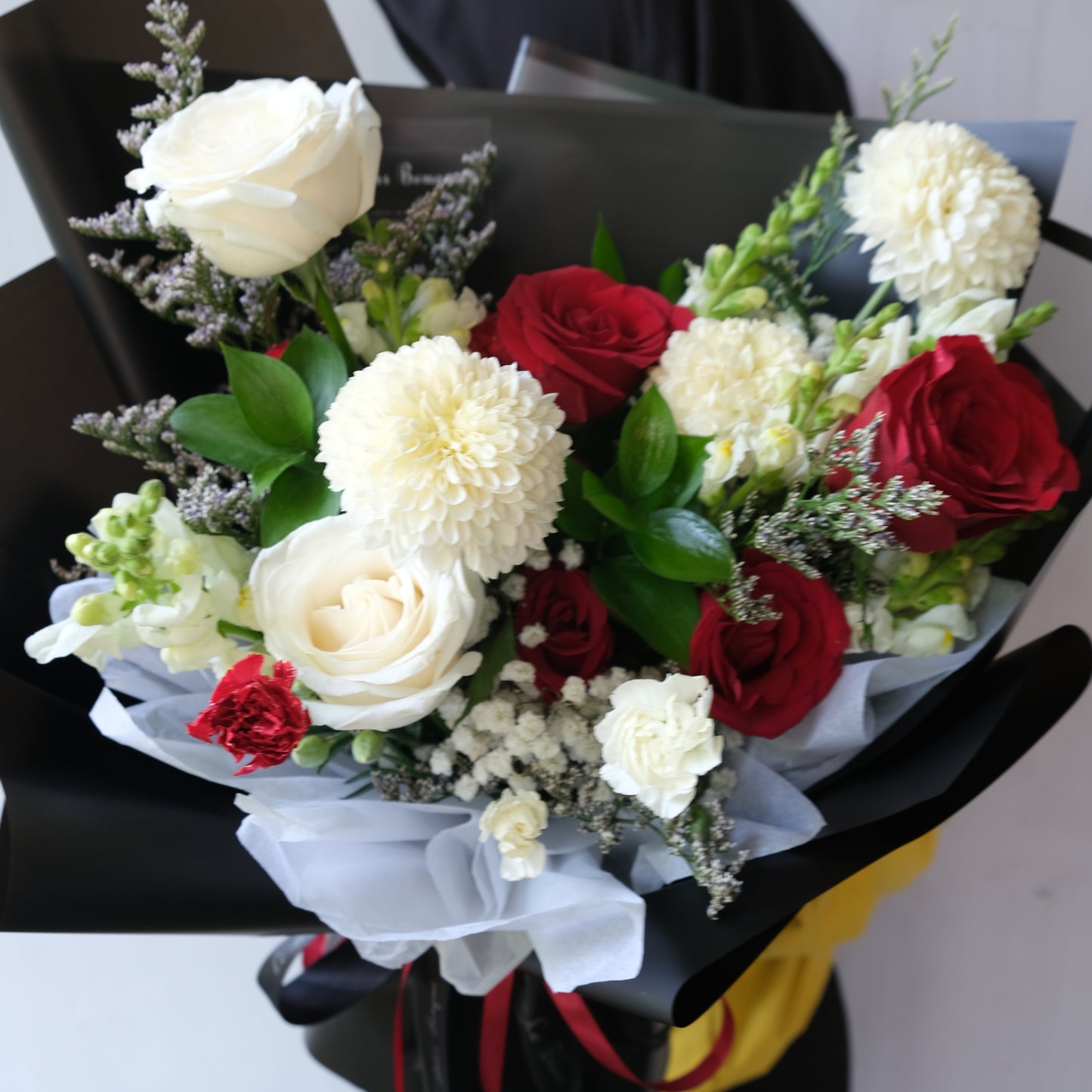 Red White in Black Bouquet