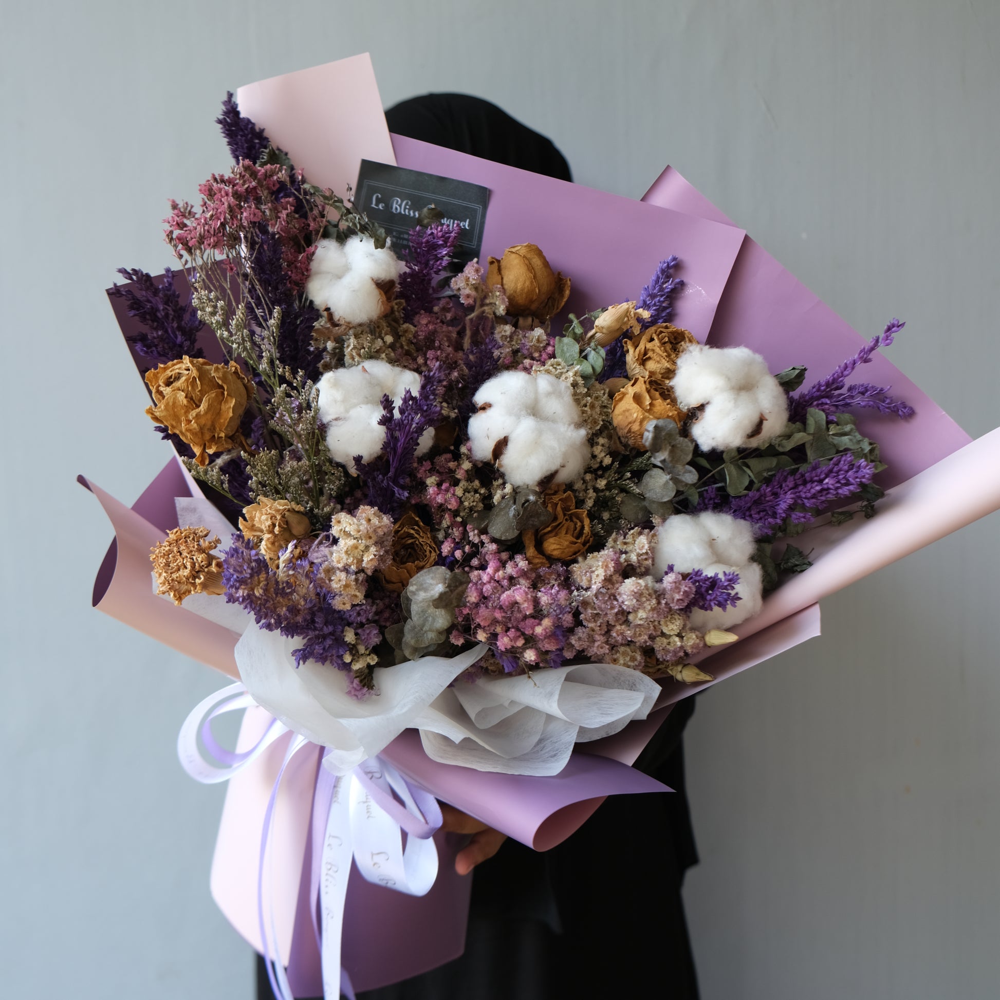 Purple Dried Flower L Bouquet - Le Bliss Bouquet