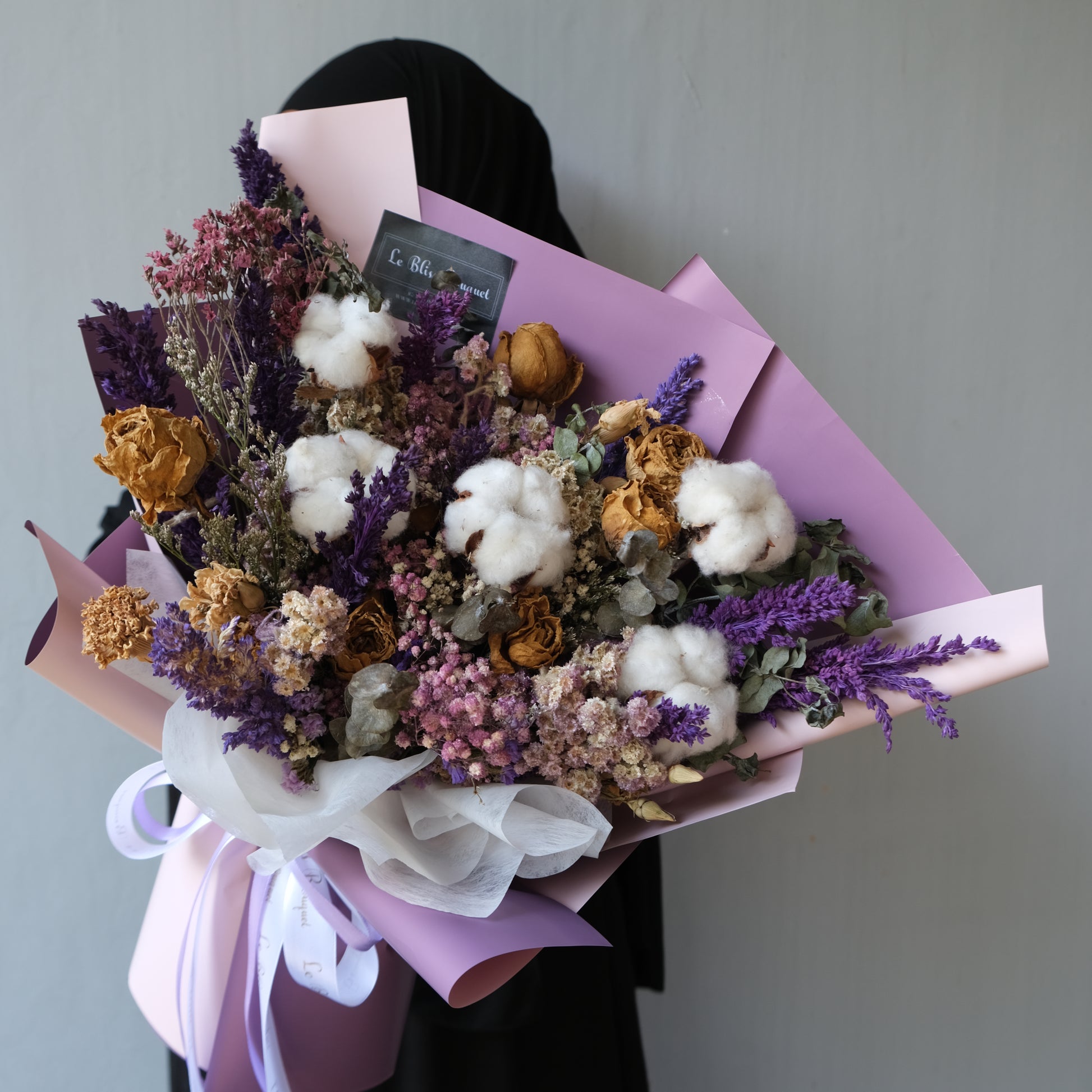 Purple Dried Flower L Bouquet - Le Bliss Bouquet