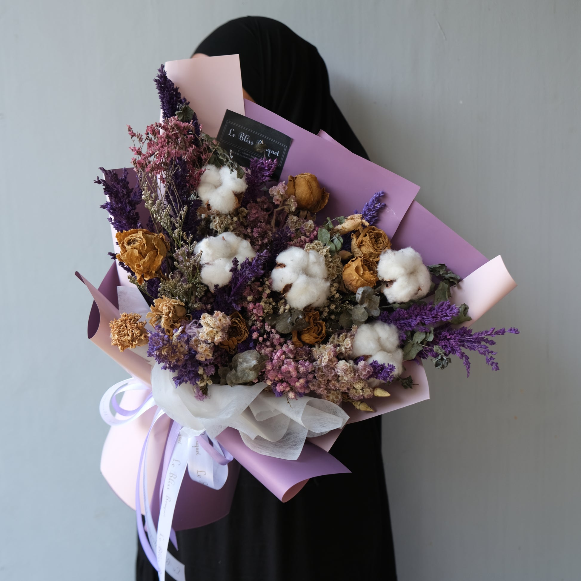 Purple Dried Flower L Bouquet - Le Bliss Bouquet