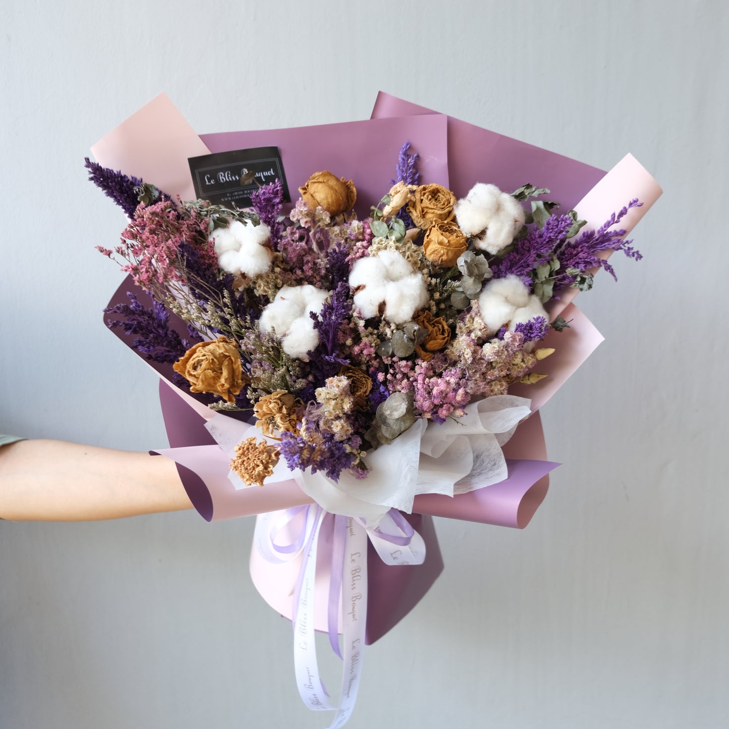 Purple Dried Flower L Bouquet - Le Bliss Bouquet