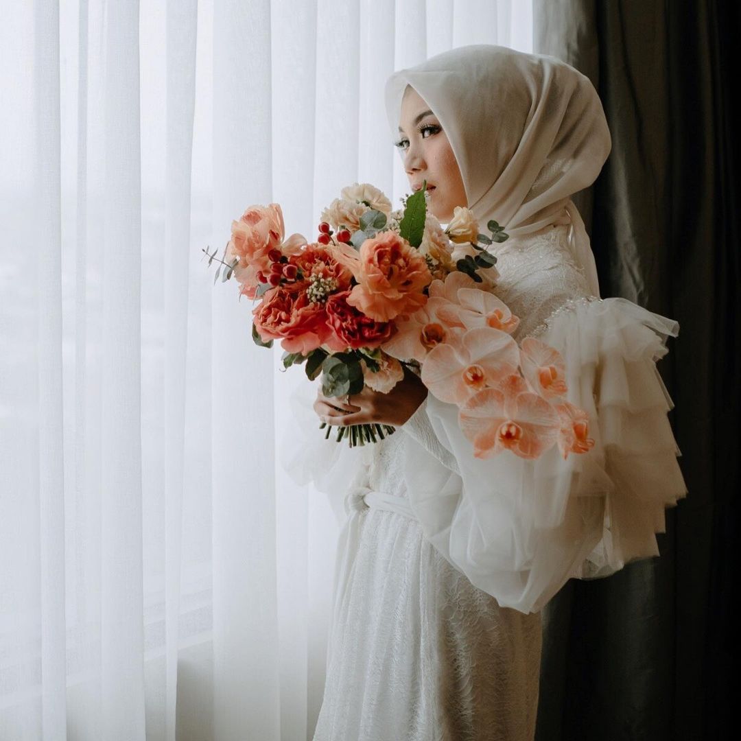 Ranunculus Orange Peach Bridal Bouquet