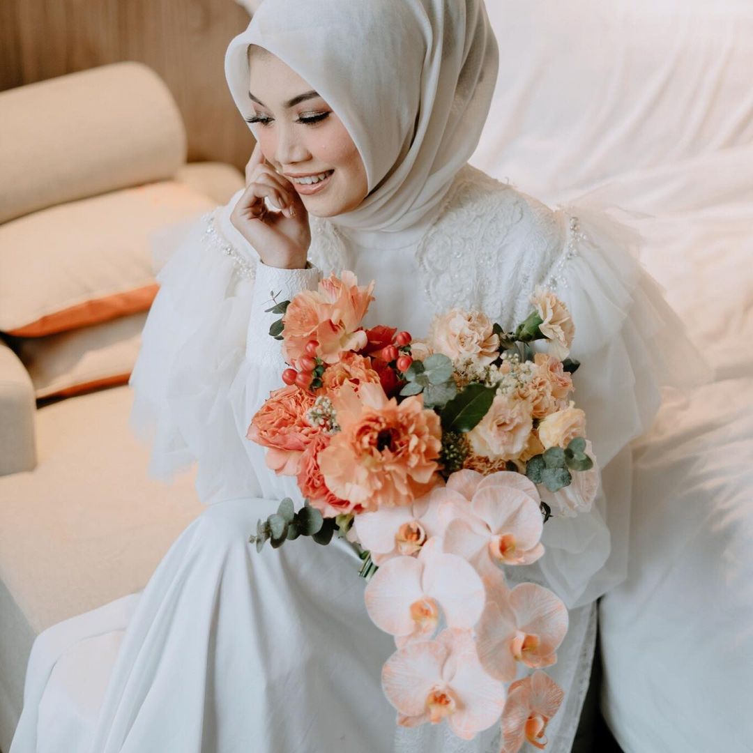 Ranunculus Orange Peach Bridal Bouquet