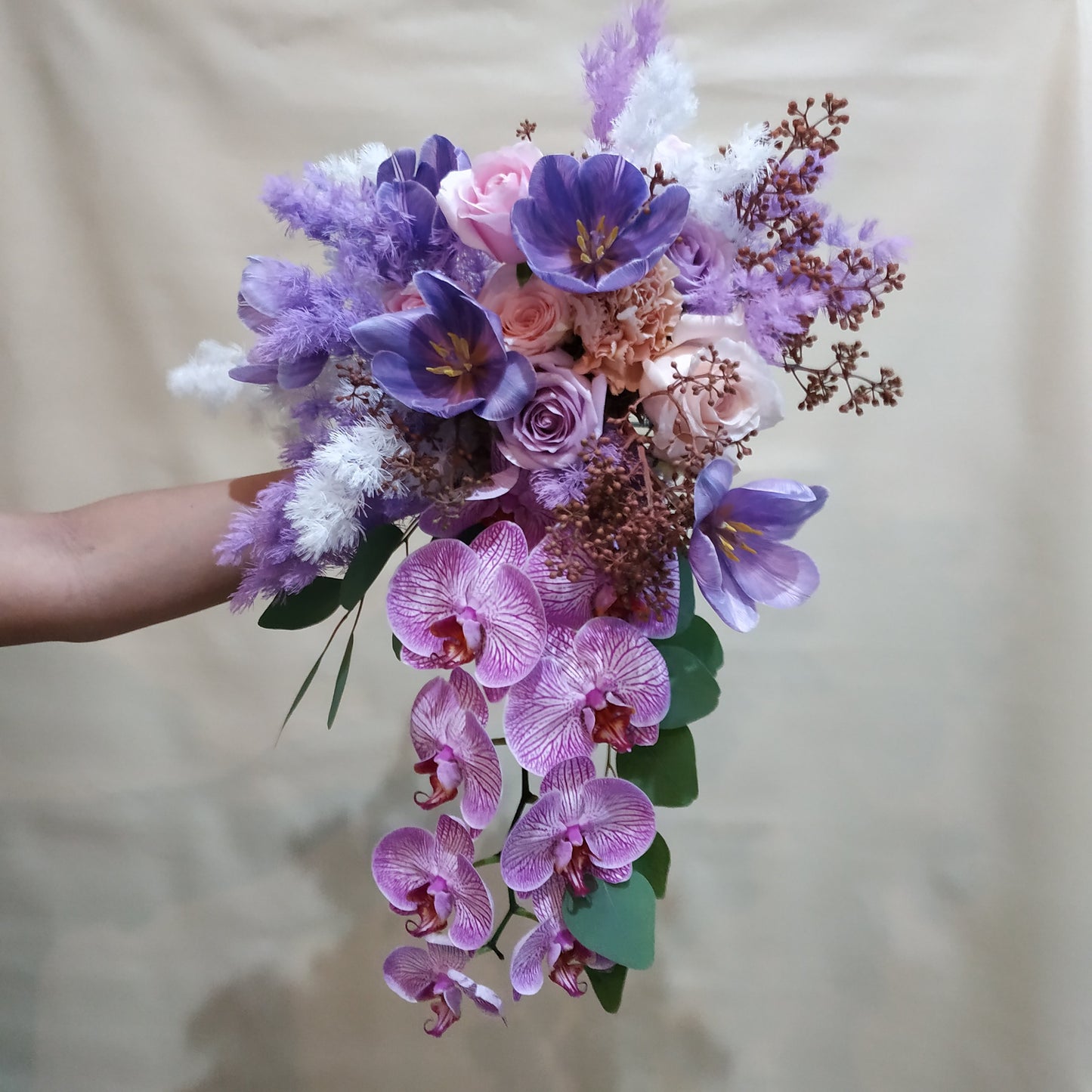 Purple Tulip Orchid Bridal Bouquet