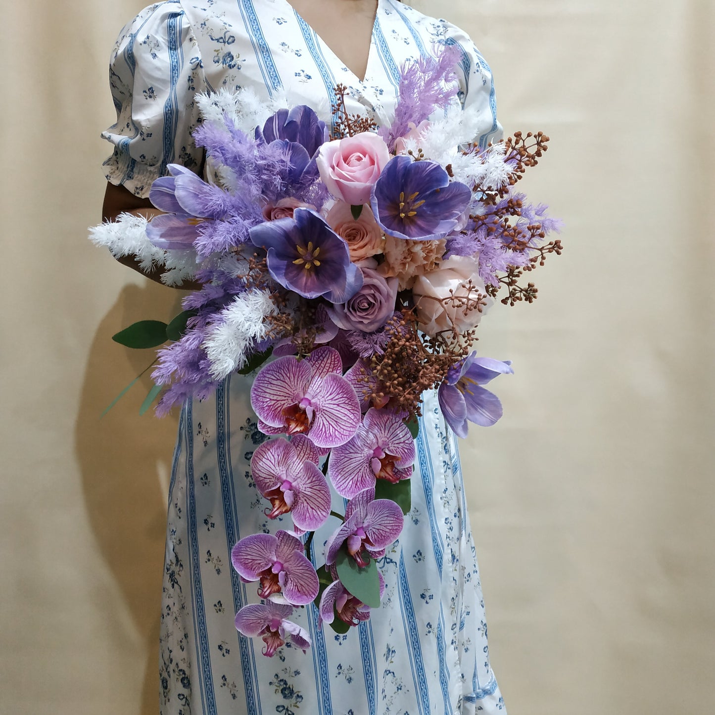 Purple Tulip Orchid Bridal Bouquet