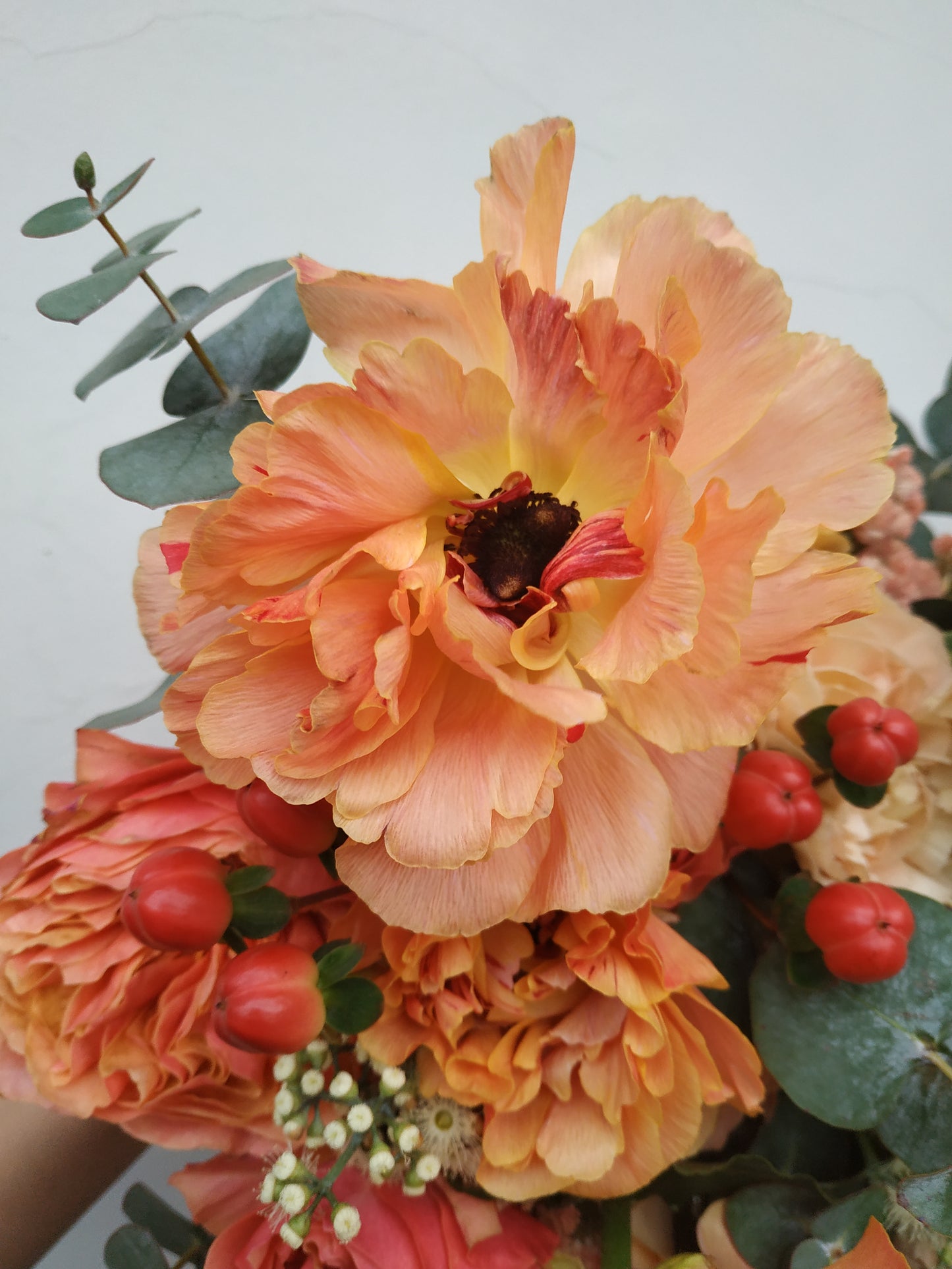 Ranunculus Orange Peach Bridal Bouquet