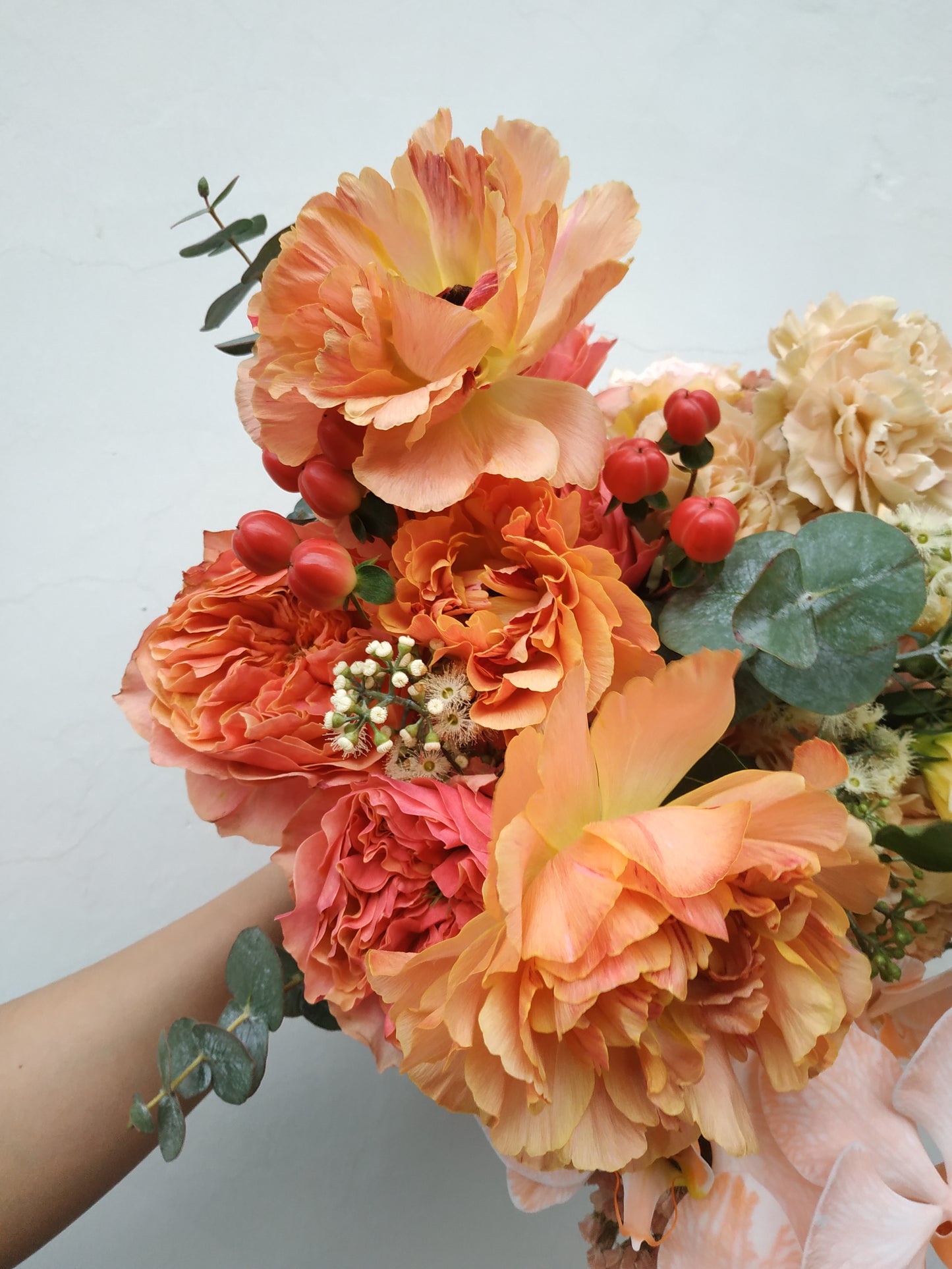 Ranunculus Orange Peach Bridal Bouquet