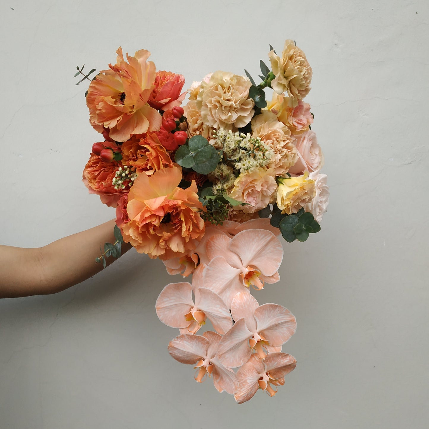 Ranunculus Orange Peach Bridal Bouquet