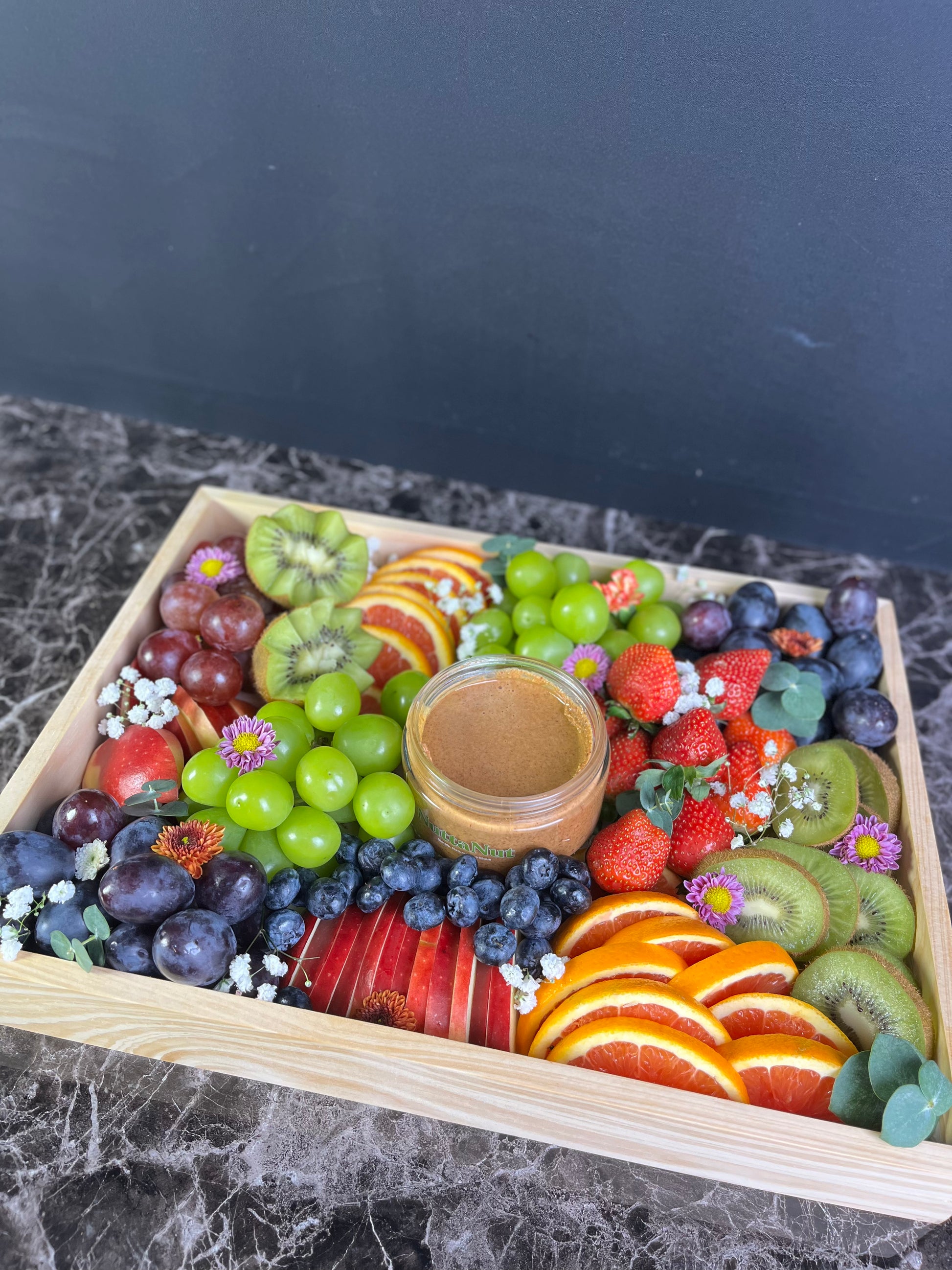 Fruit Platter Jakarta and Surabaya with combination of Nut Butter Almond butter from NuttaNut