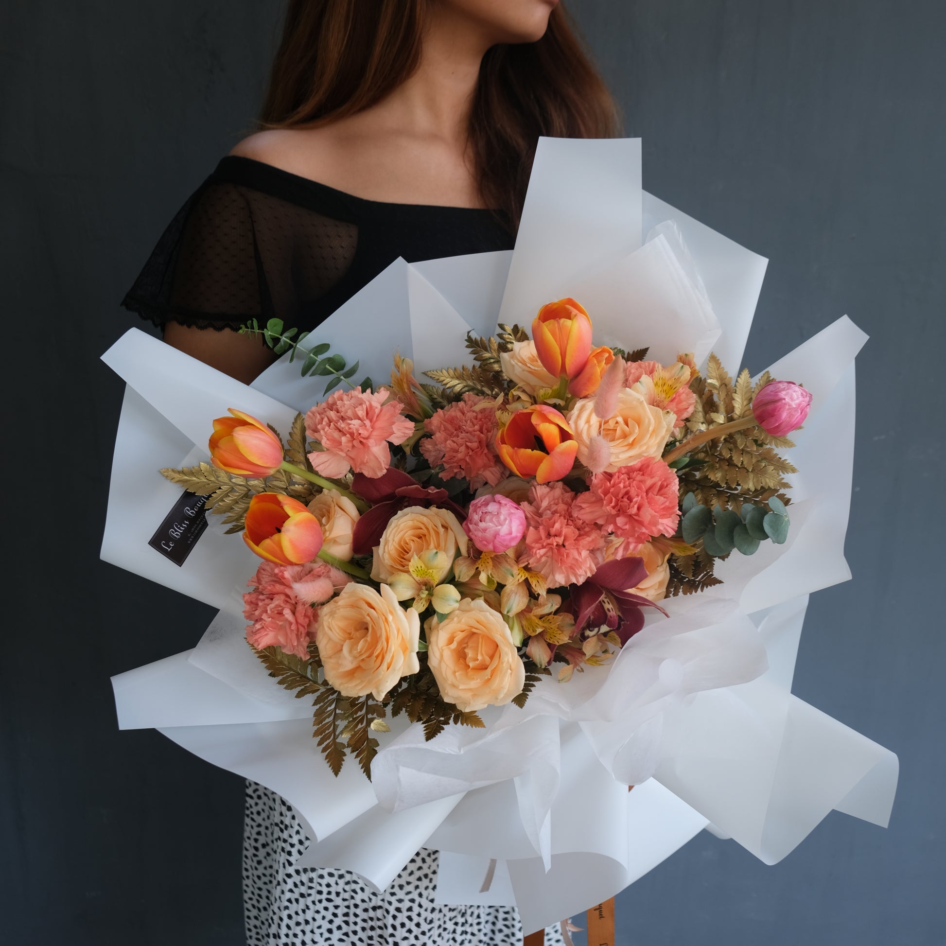 Peachy Tulip Ad Rem Bouquet- florist Bintaro, Toko Bunga Bintaro, bouquet delivery Bintaro, flower bouquet Bintaro
