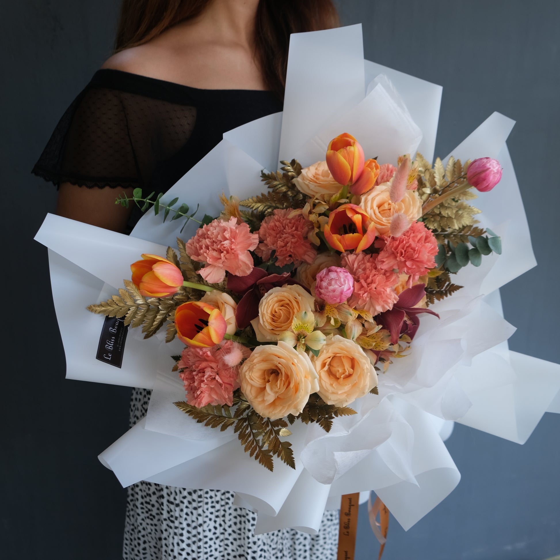 Peachy Tulip Ad Rem Bouquet- florist jakarta, Toko Bunga jakarta, bouquet delivery jakarta, flower bouquet jakarta
