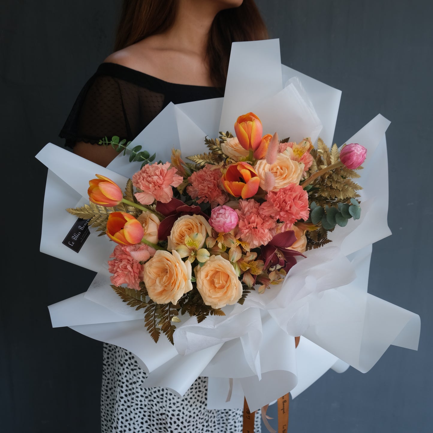 Peachy Tulip Ad Rem Bouquet- florist surabaya, Toko Bunga surabaya, bouquet delivery surabaya, flower bouquet surabaya, flower shop surabaya