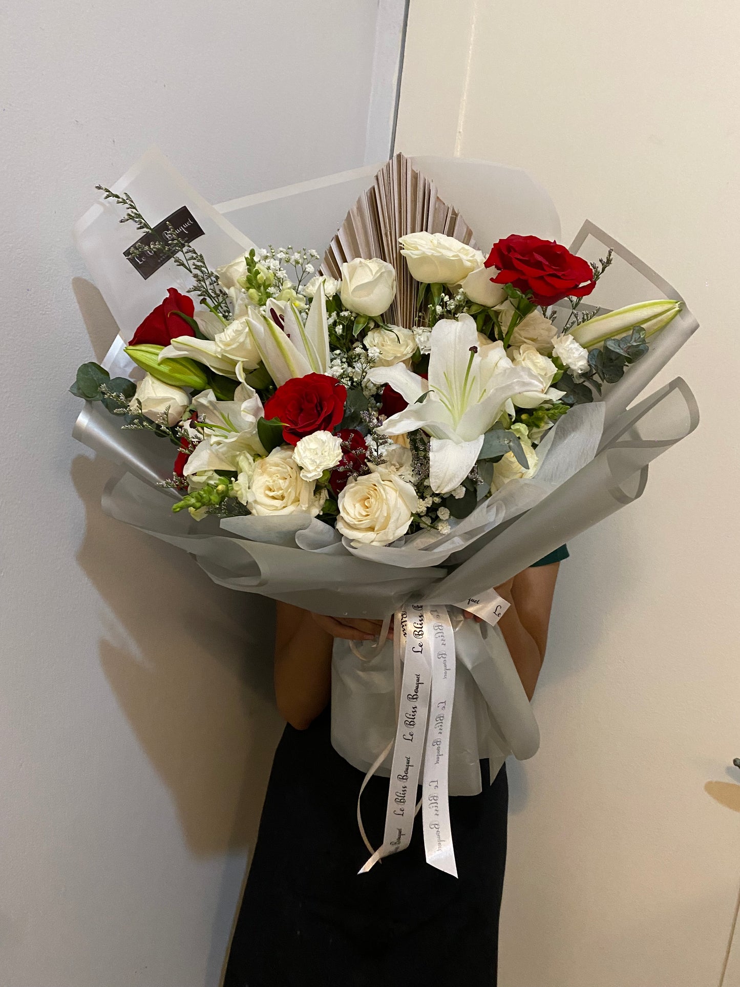 Silver Elegance White Lily Bouquet