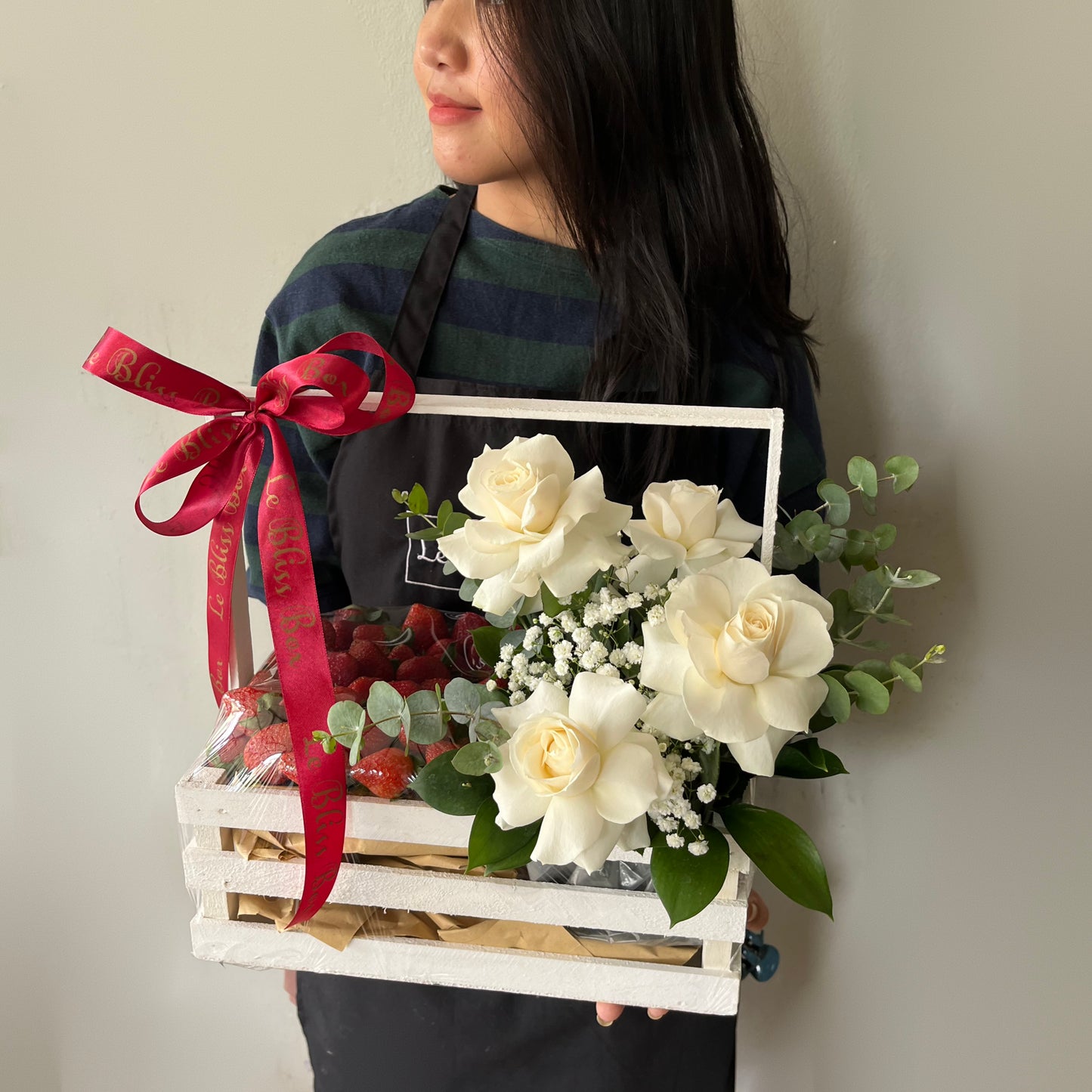 Strawberry White Crate Hamper