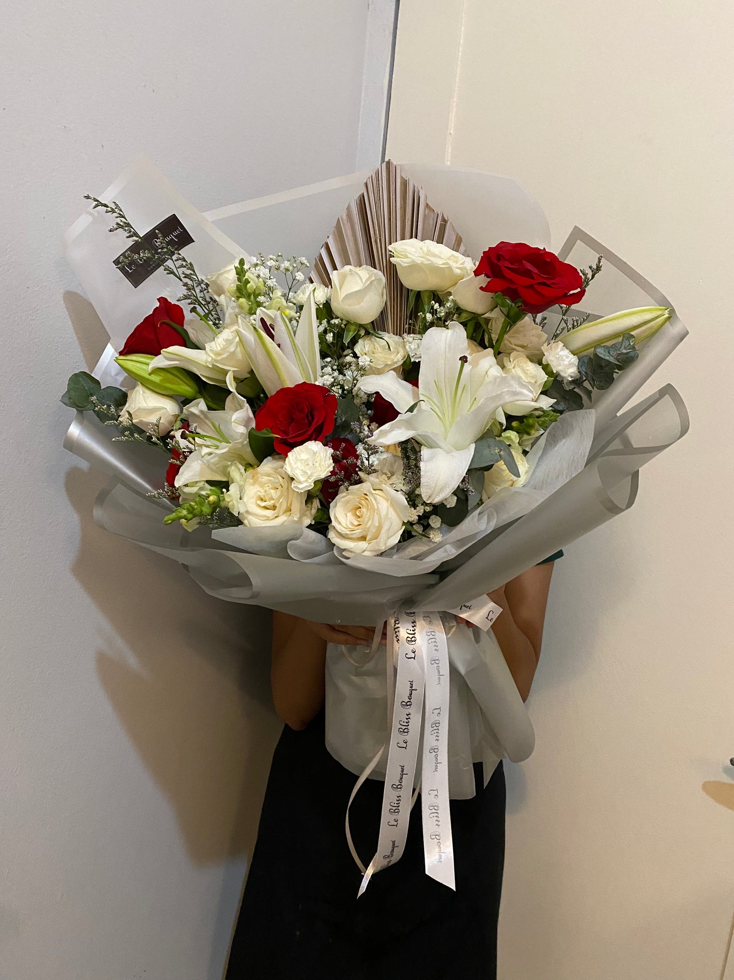 Silver Elegance White Lily Bouquet