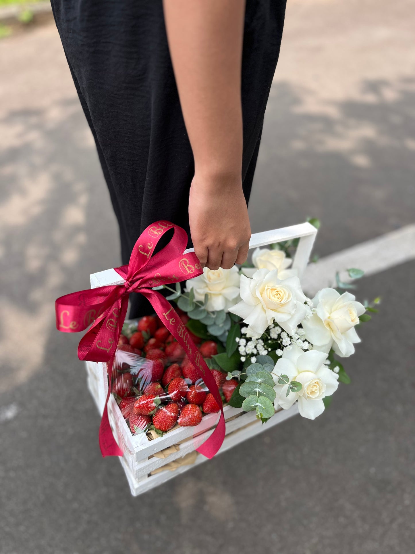 Strawberry White Crate Hamper