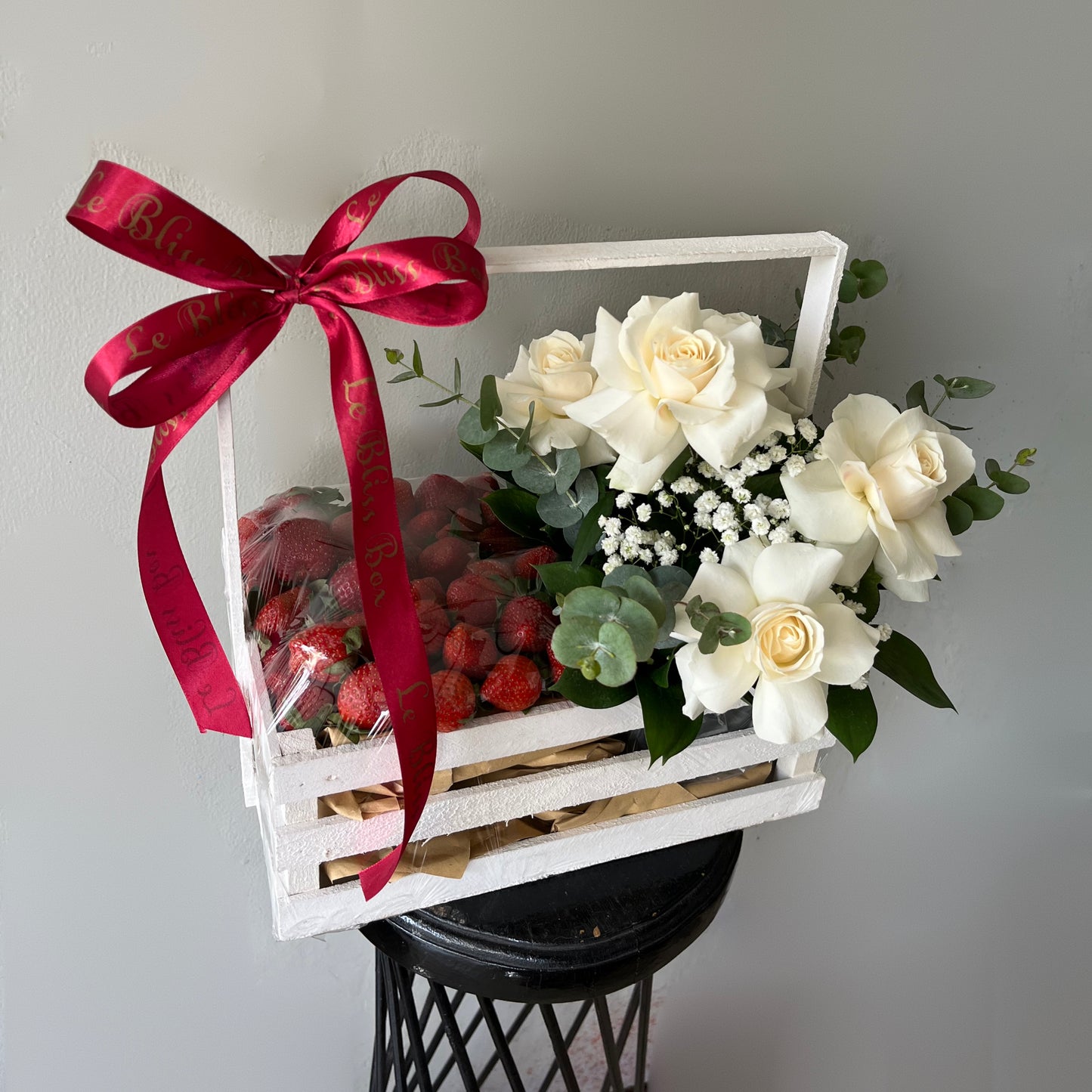 Strawberry White Crate Hamper