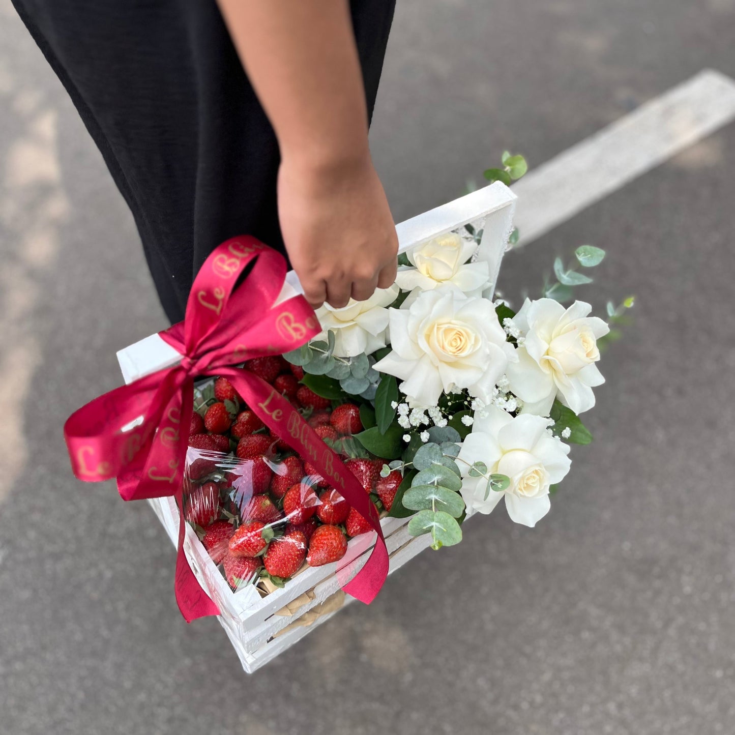 Strawberry White Crate Hamper