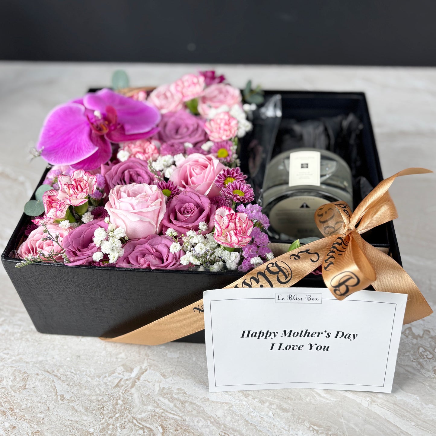 Peony Blush Suede Diffuser Flower Box