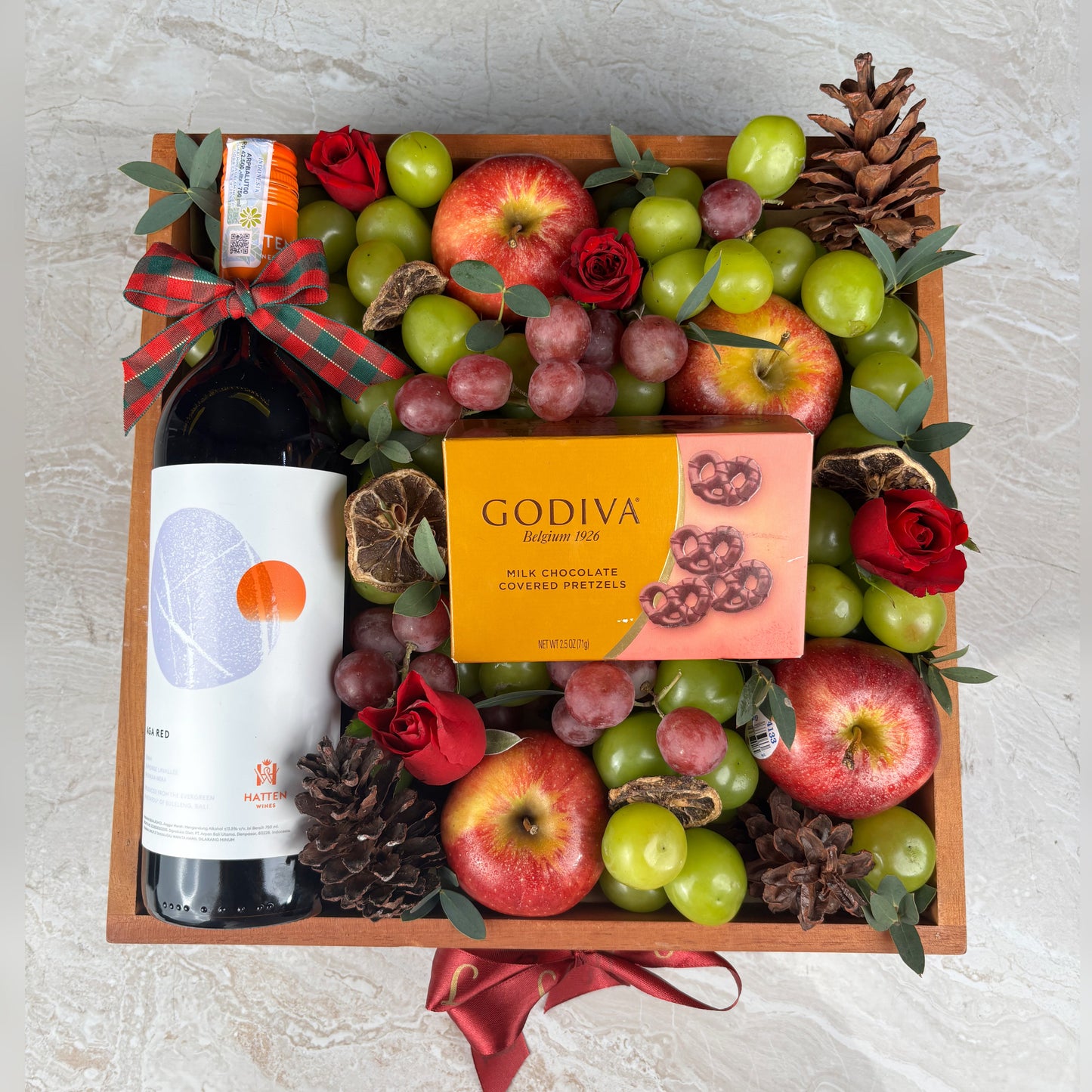 Godiva Wine Fruit Wooden Box