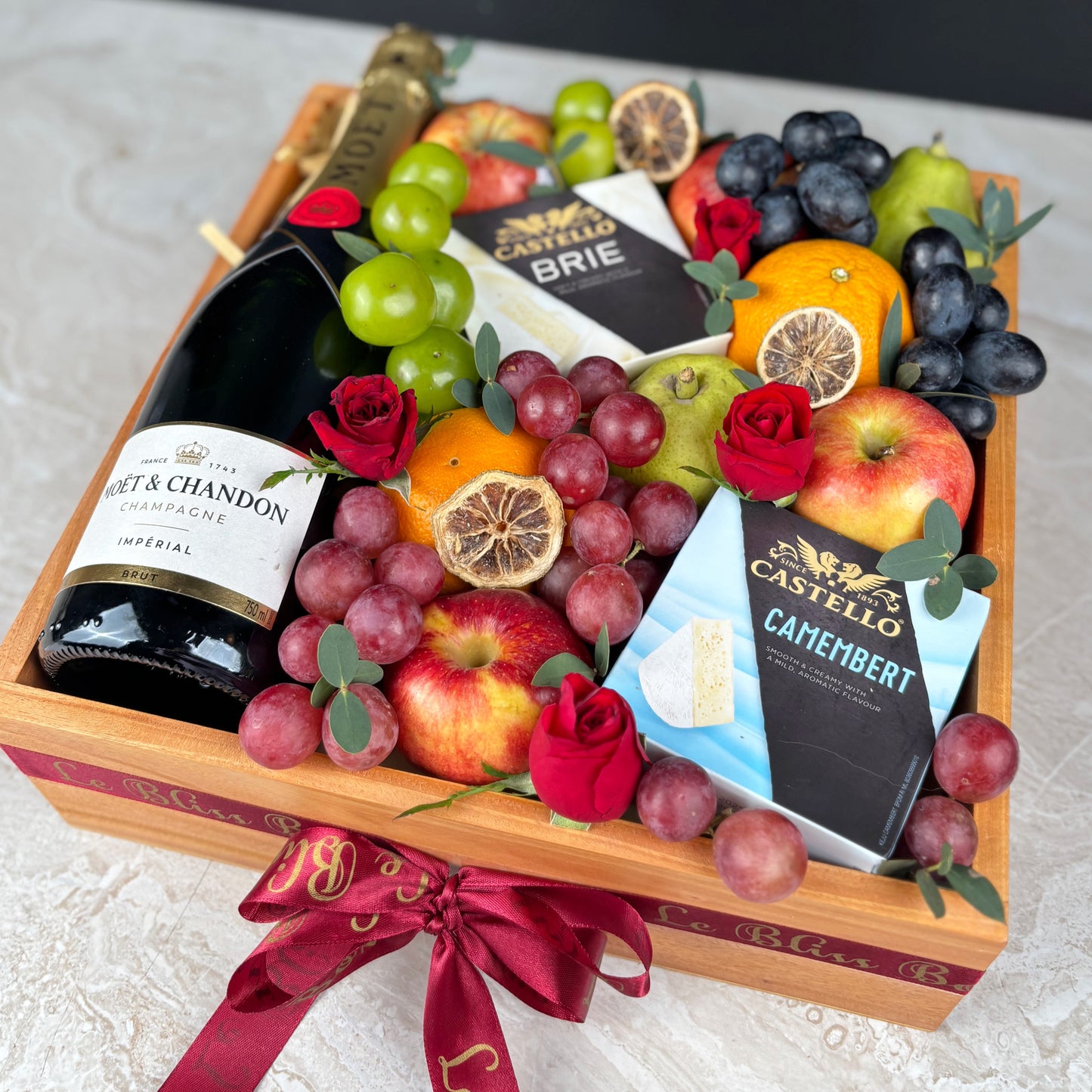 Champagne Cheese Fruit Wooden Box