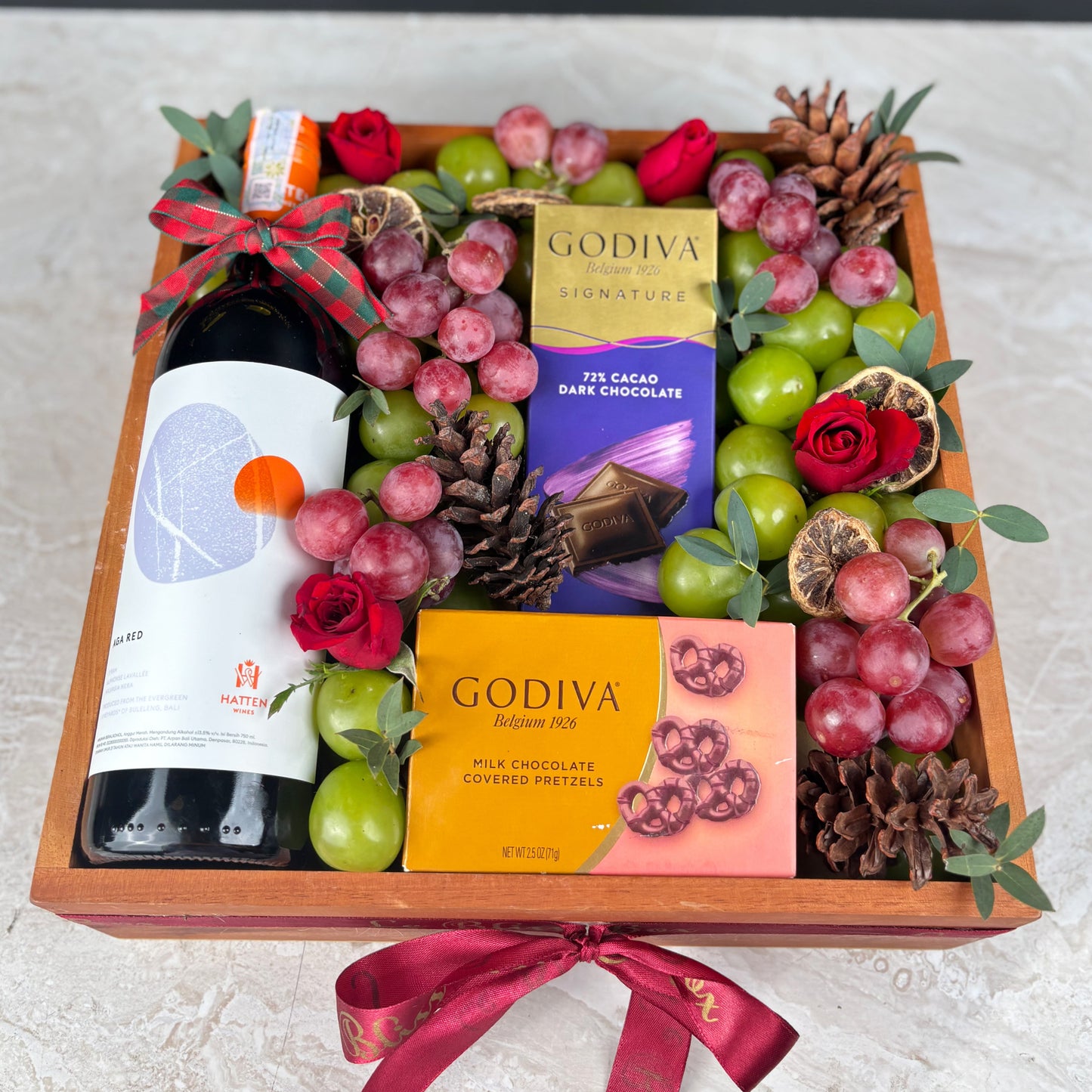 Godiva Wine Fruit Wooden Box