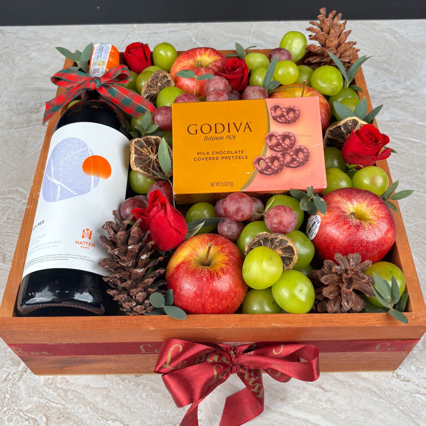 Godiva Wine Fruit Wooden Box