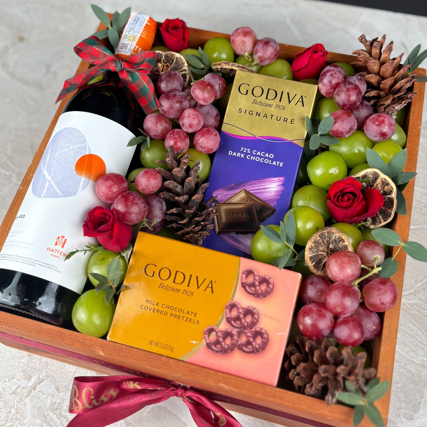 Godiva Wine Fruit Wooden Box