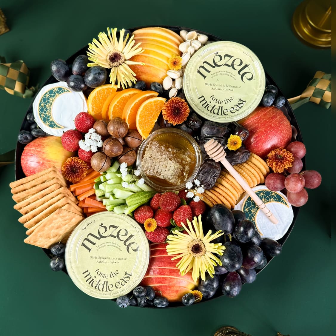 Middle Eastern Cheese & Hummus Grand Round Platter